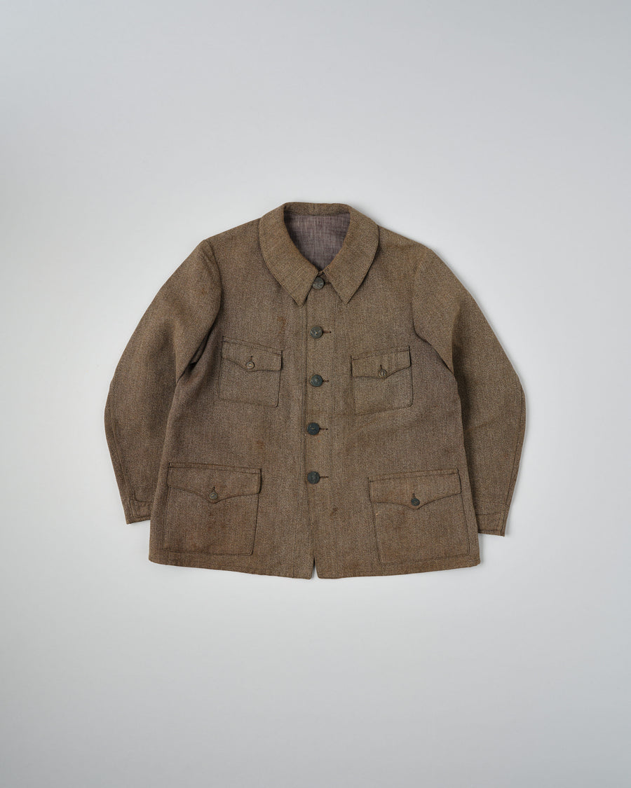 ［~30’s］French Vintage Brown Chambray Hunting Jacket 전체 사진