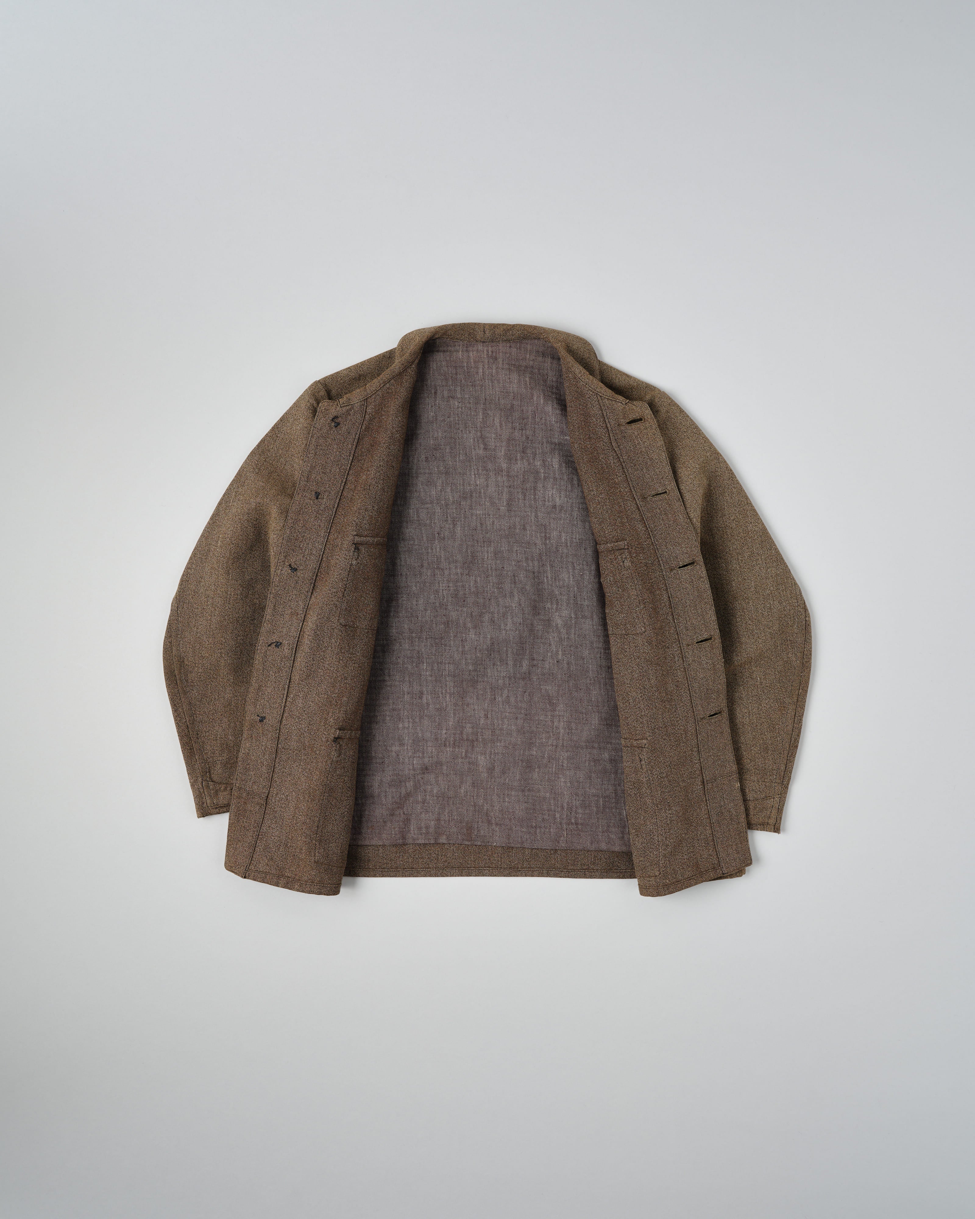 30s french vintage ユーロビンテージ スモッグ シャンブレー 30's］French Vintage Brown Chambray Hunting Jacket | VIEUX ET NOUVEAU