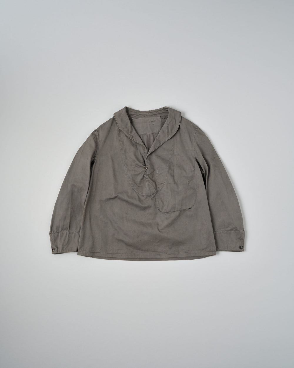 【~30's】French Navy Gray Cotton Twill Sailor Work Smock "Overdyed" "Marine Nationale"