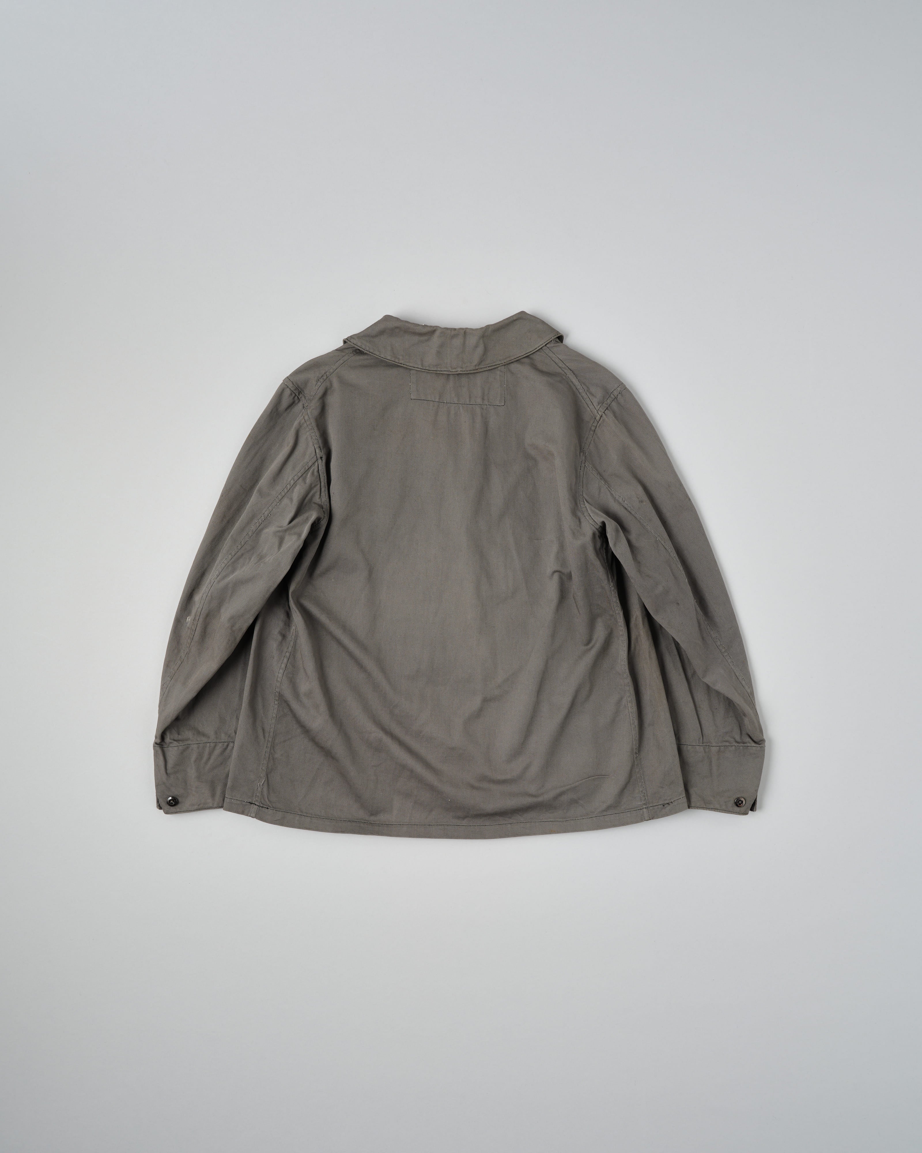 【~30's】French Navy Gray Cotton Twill Sailor Work Smock "Overdyed" "Marine Nationale"