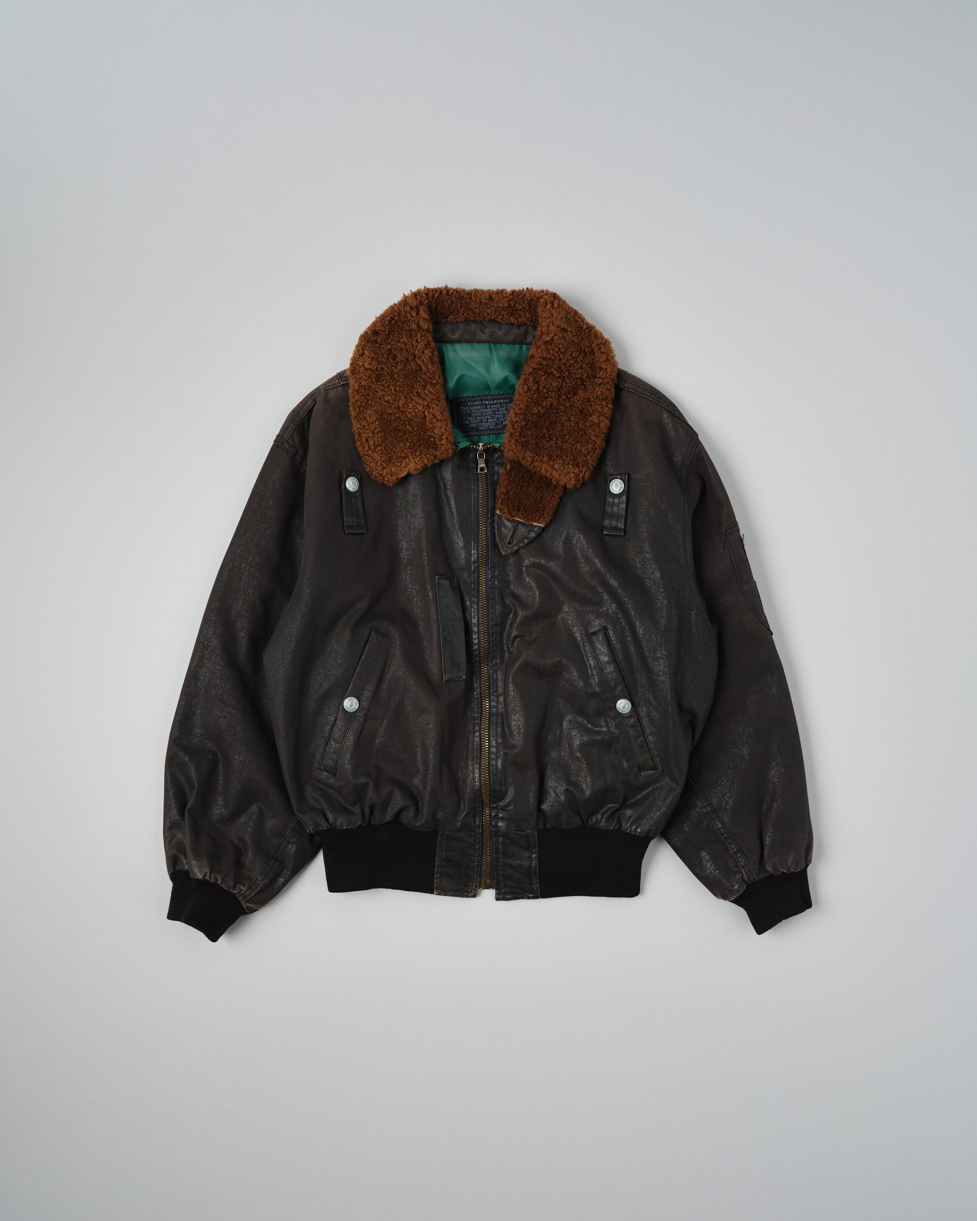 【~80’s】Old GUIDO PELLEGRINI Cotton Polyurethane Flight Type Blouson Size.42