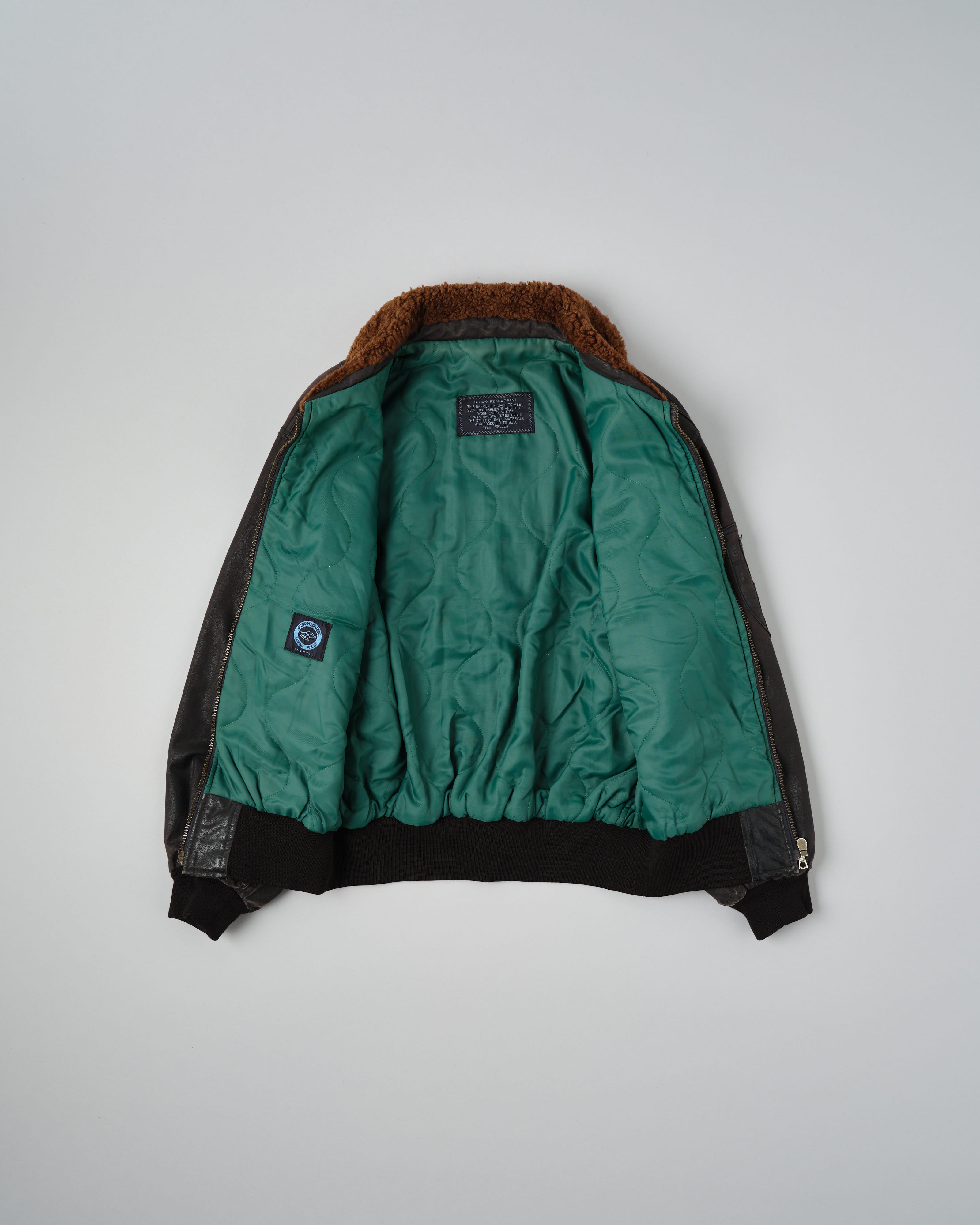 80's］Old GUIDO PELLEGRINI Cotton Polyurethane Flight Type Blouson