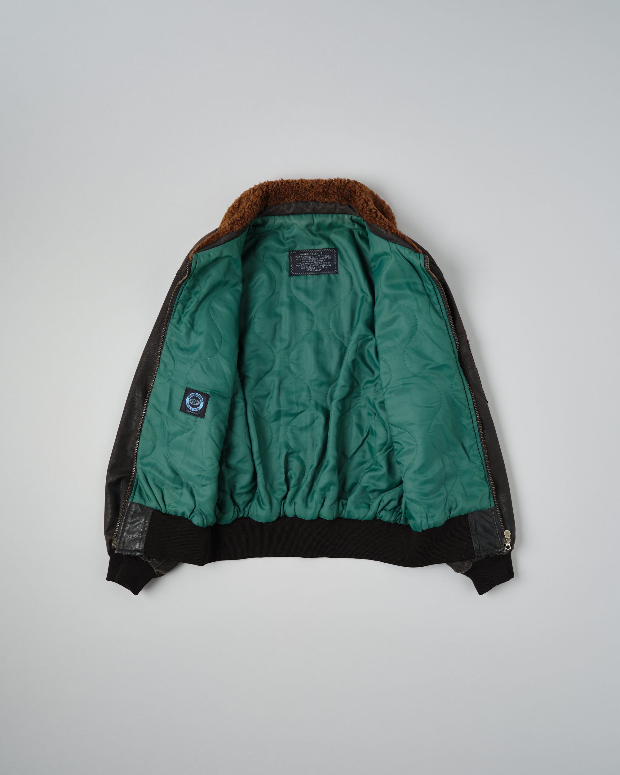 ［~80’s］Old GUIDO PELLEGRINI Cotton Polyurethane Flight Type Blouson Size.42