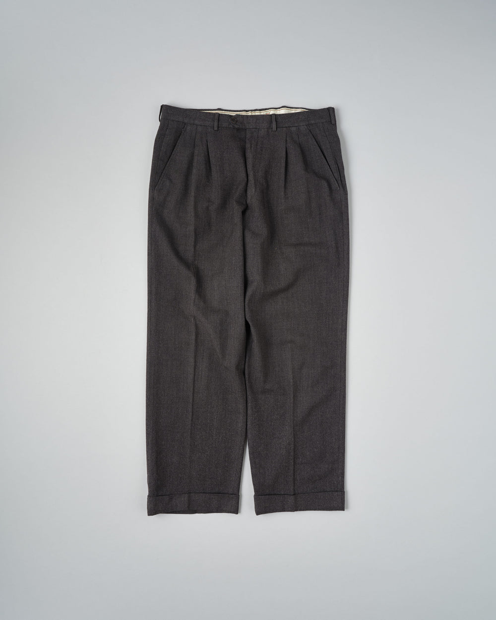 ［~70's］Old GUCCI 2 Tuck Turn Up Wool Trousers Size.52