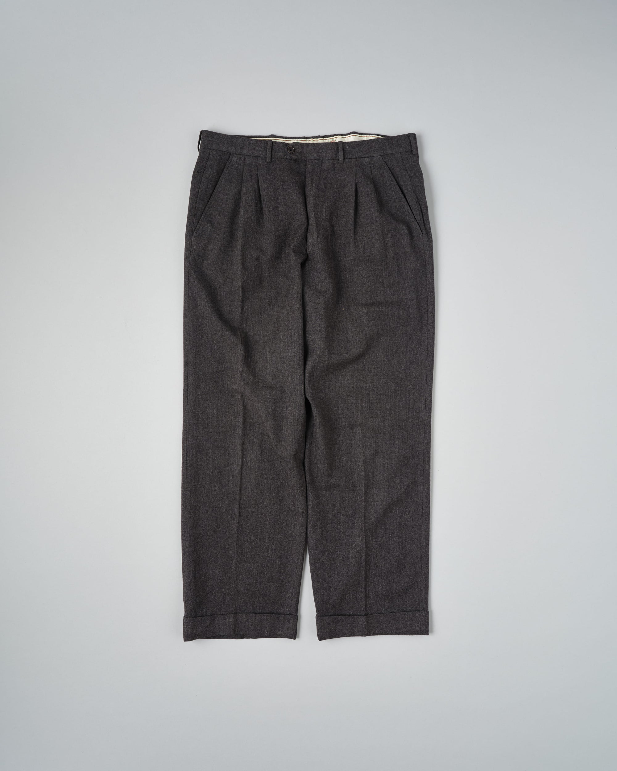 ［~70's］Old GUCCI 2 Tuck Turn Up Wool Trousers Size.52