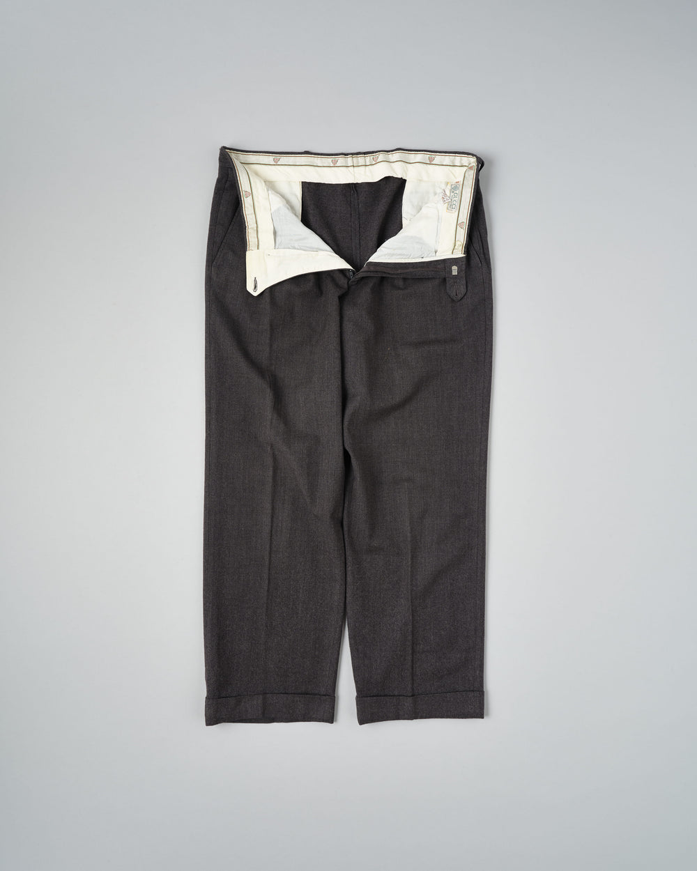 ［~70's］Old GUCCI 2 Tuck Turn Up Wool Trousers Size.52