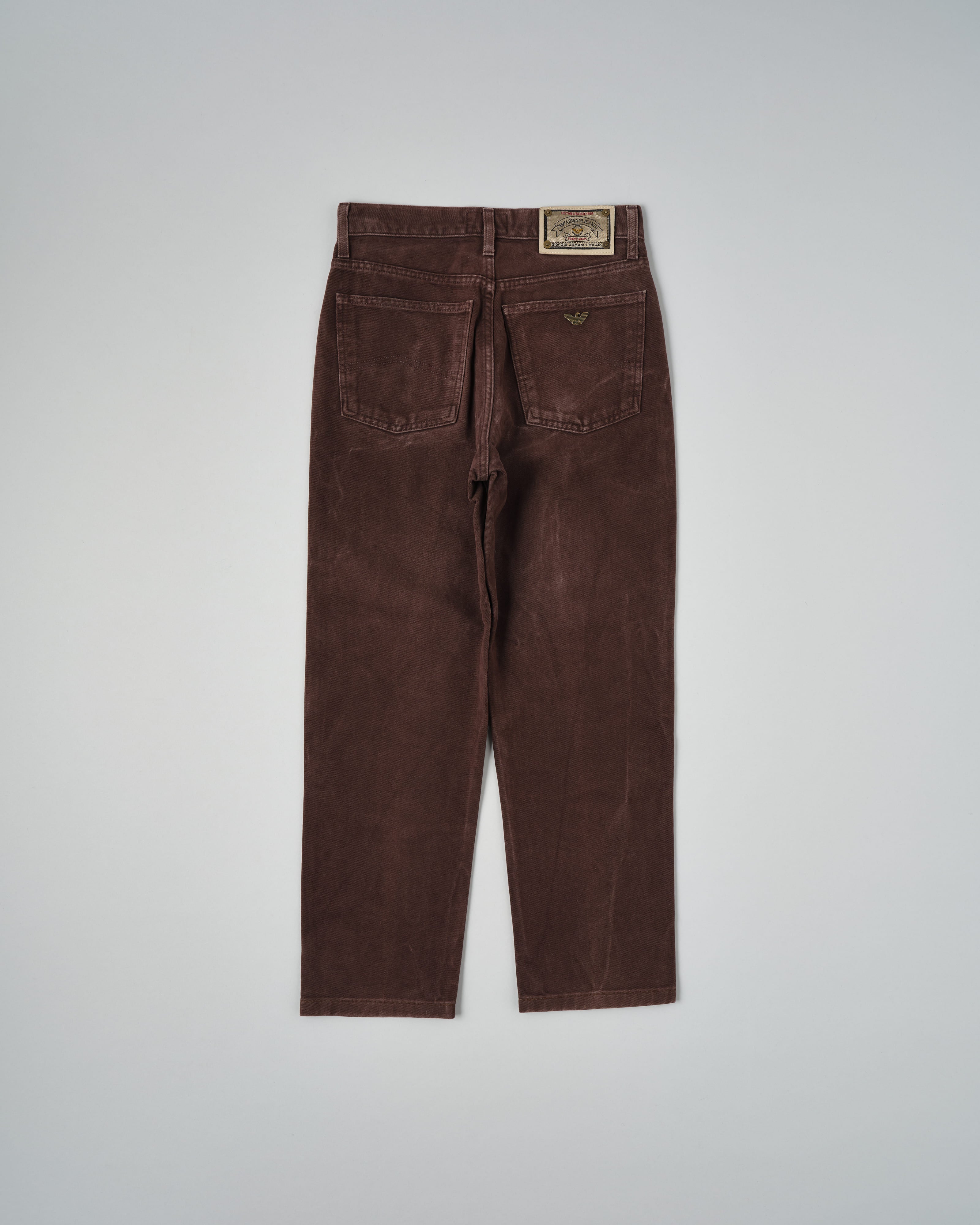 90's】Old ARMANI JEANS Brown Cotton Twill Trousers Size.30
