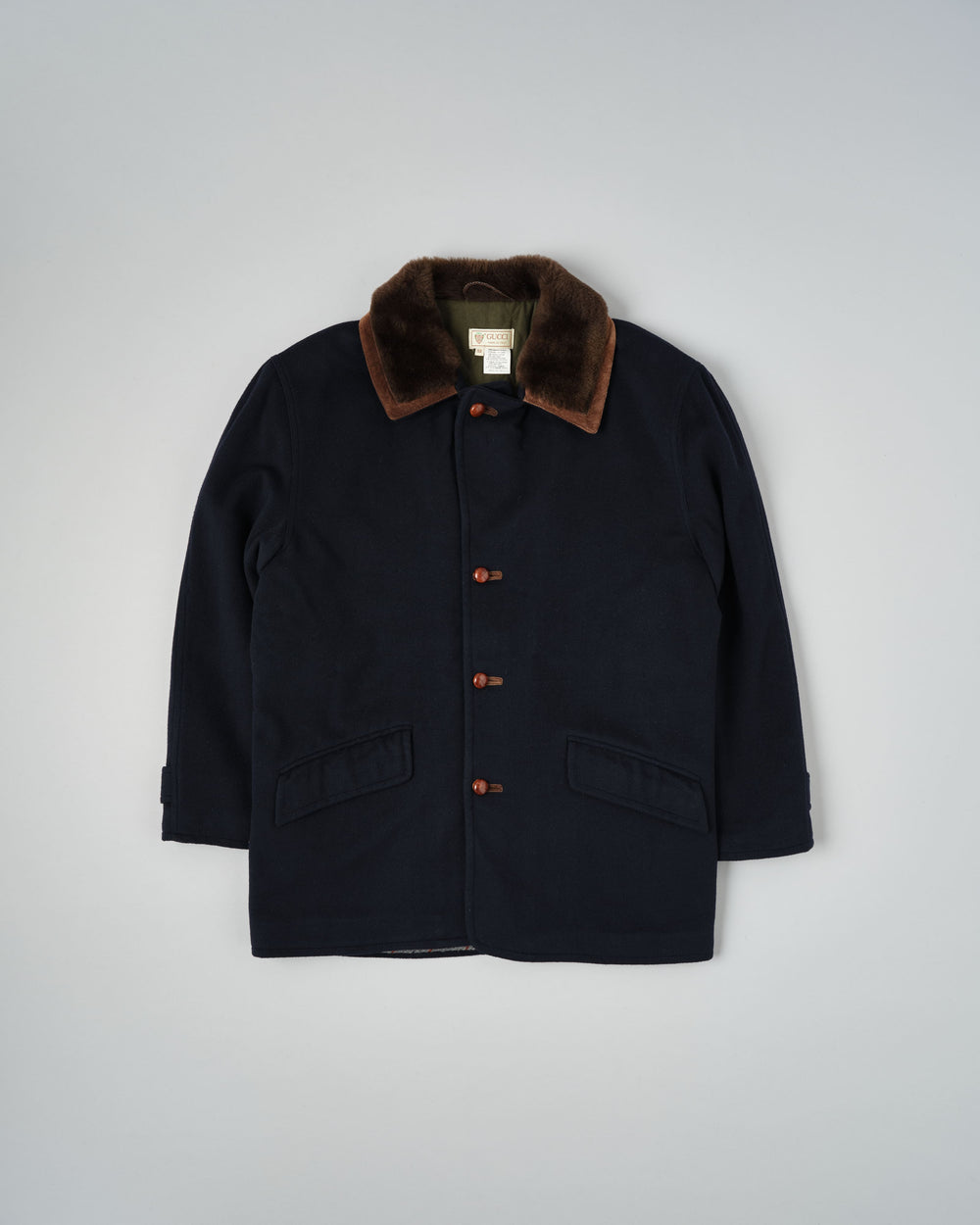 ［~80’s］Old GUCCI Fur Collar Cashmere Jacket Size.52
