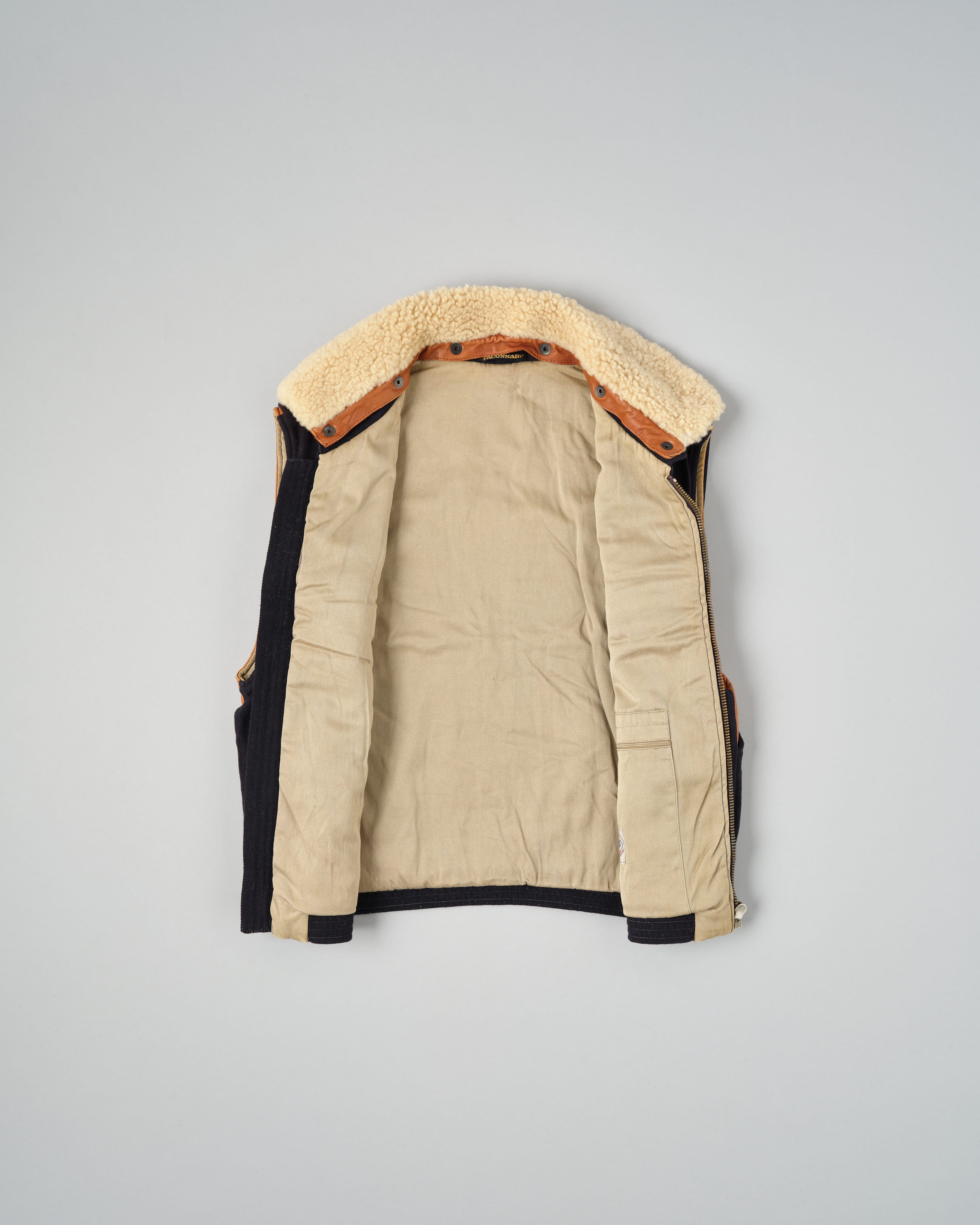 [~80’s] Vintage Façonnable Boa Collar Mixed Wool Vest Size.3