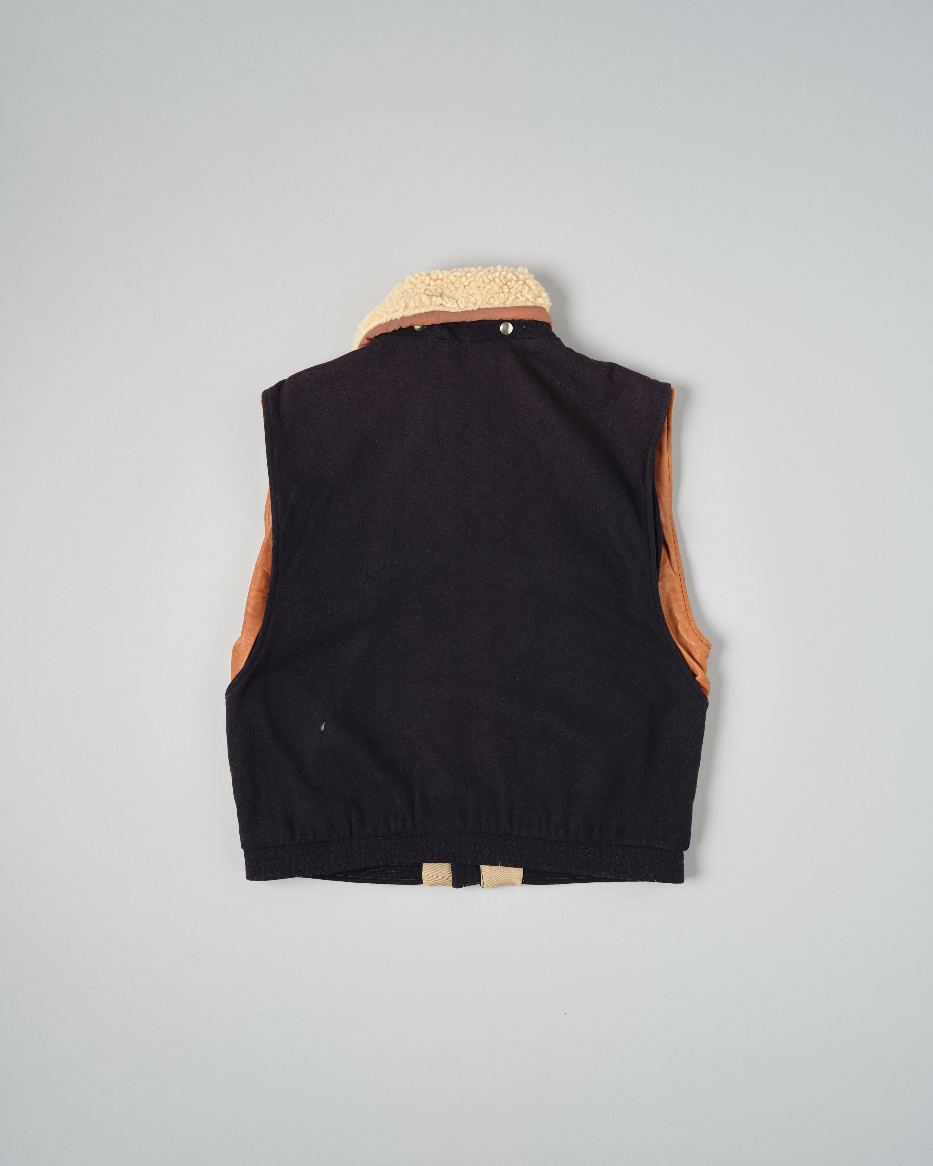 【~80’s】Vintage Façonnable Boa Collar Mixed Wool Vest Size.3