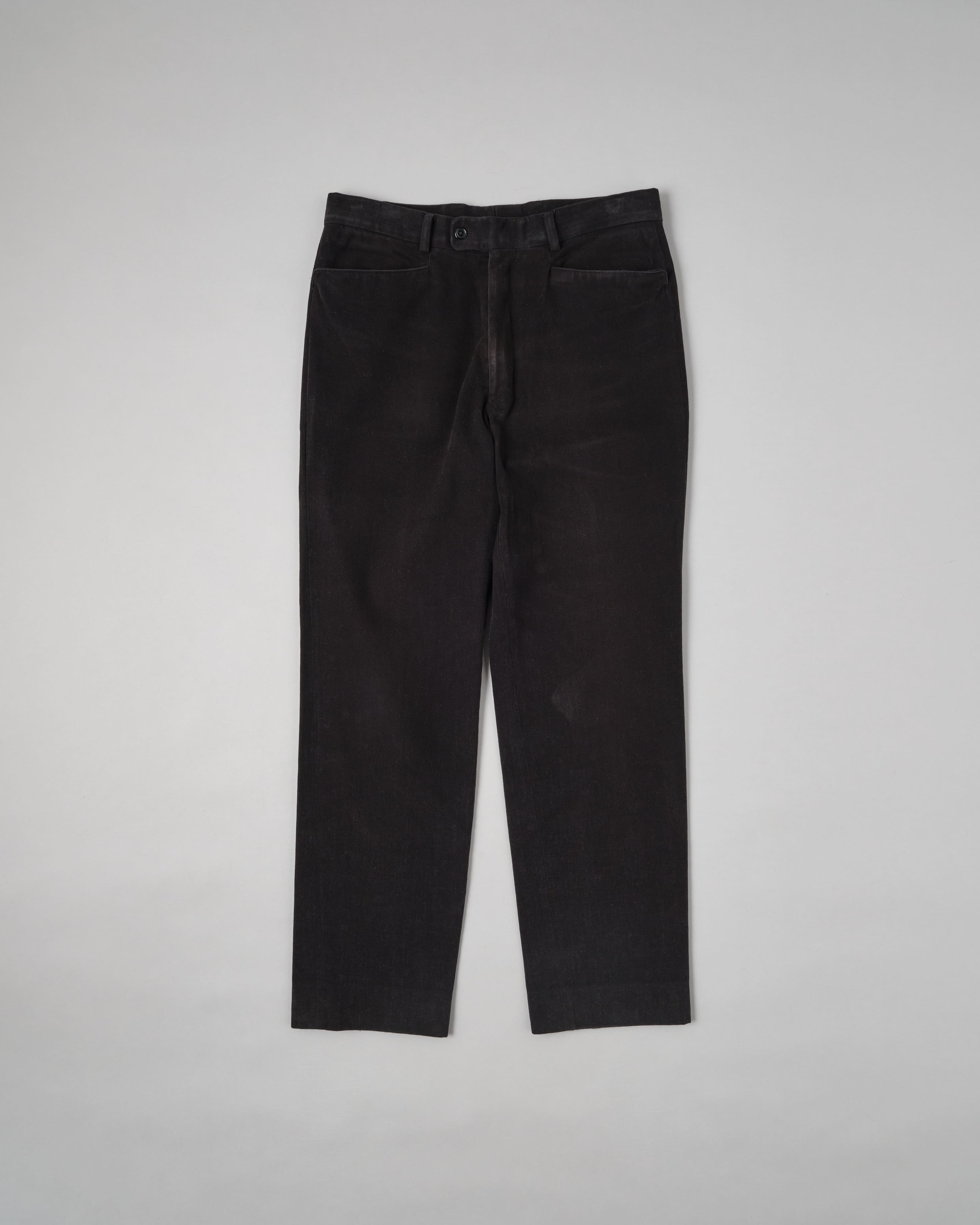 [~90's] Old BERNARD ZINS Black Cotton Twill Trousers Size.44 "EMILIO BATCHI Special Order"