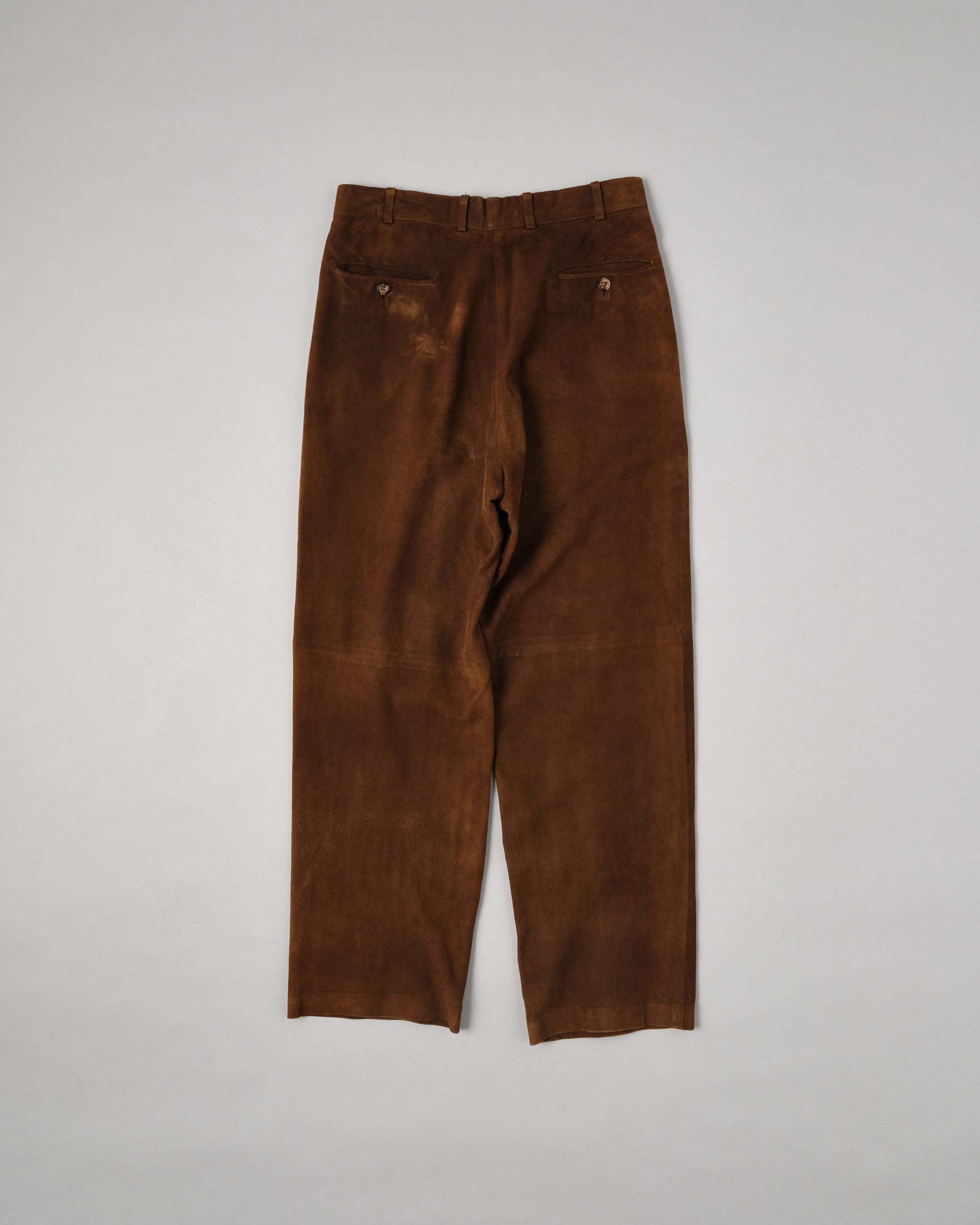 ［~80's］Old Hermès Paris 2 Tuck Lambskin Nubuck Leather Trousers Size.40