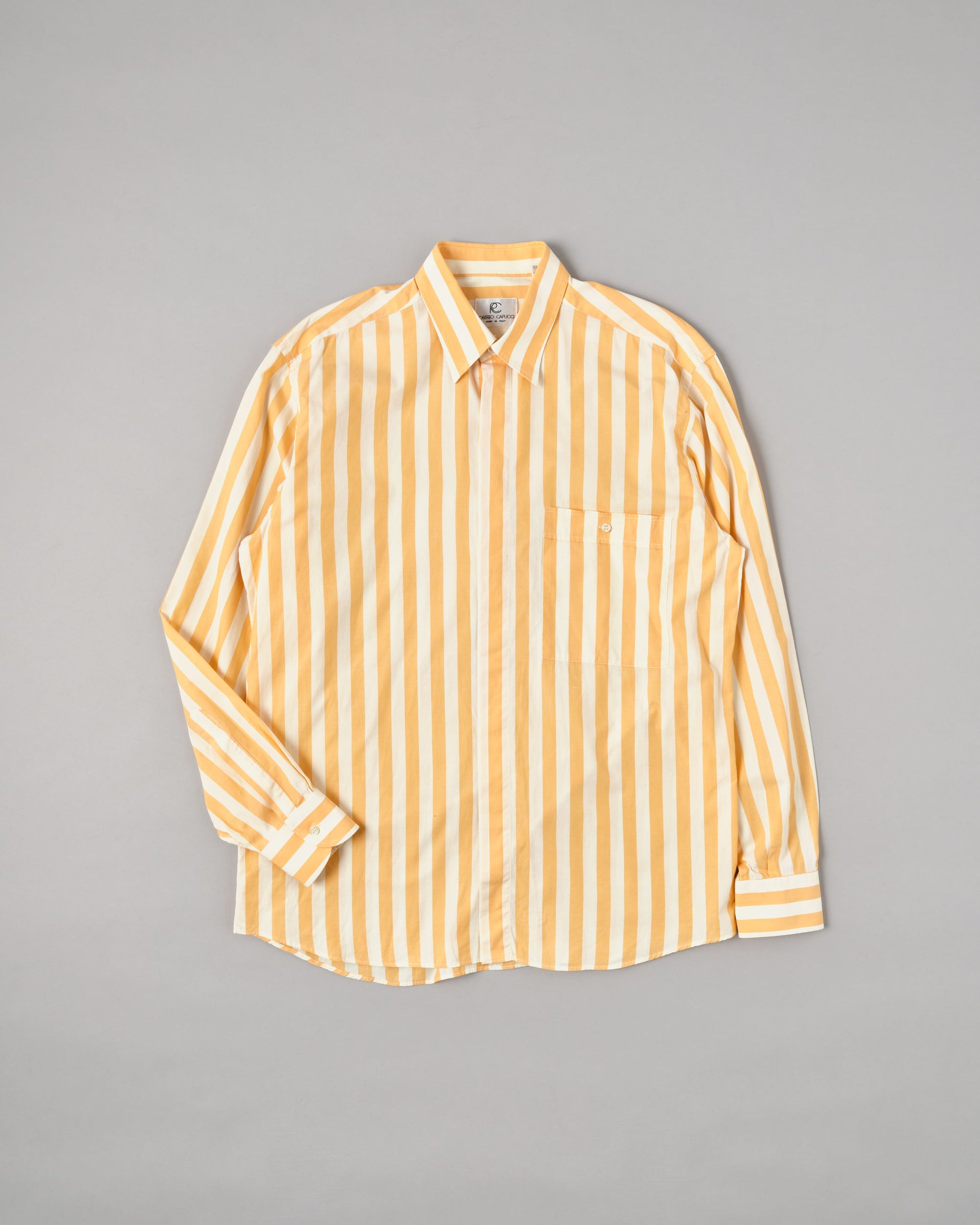 ［~80’s］Old ROBERTO CAPUCCI Fly Front Striped Shirt Size.41