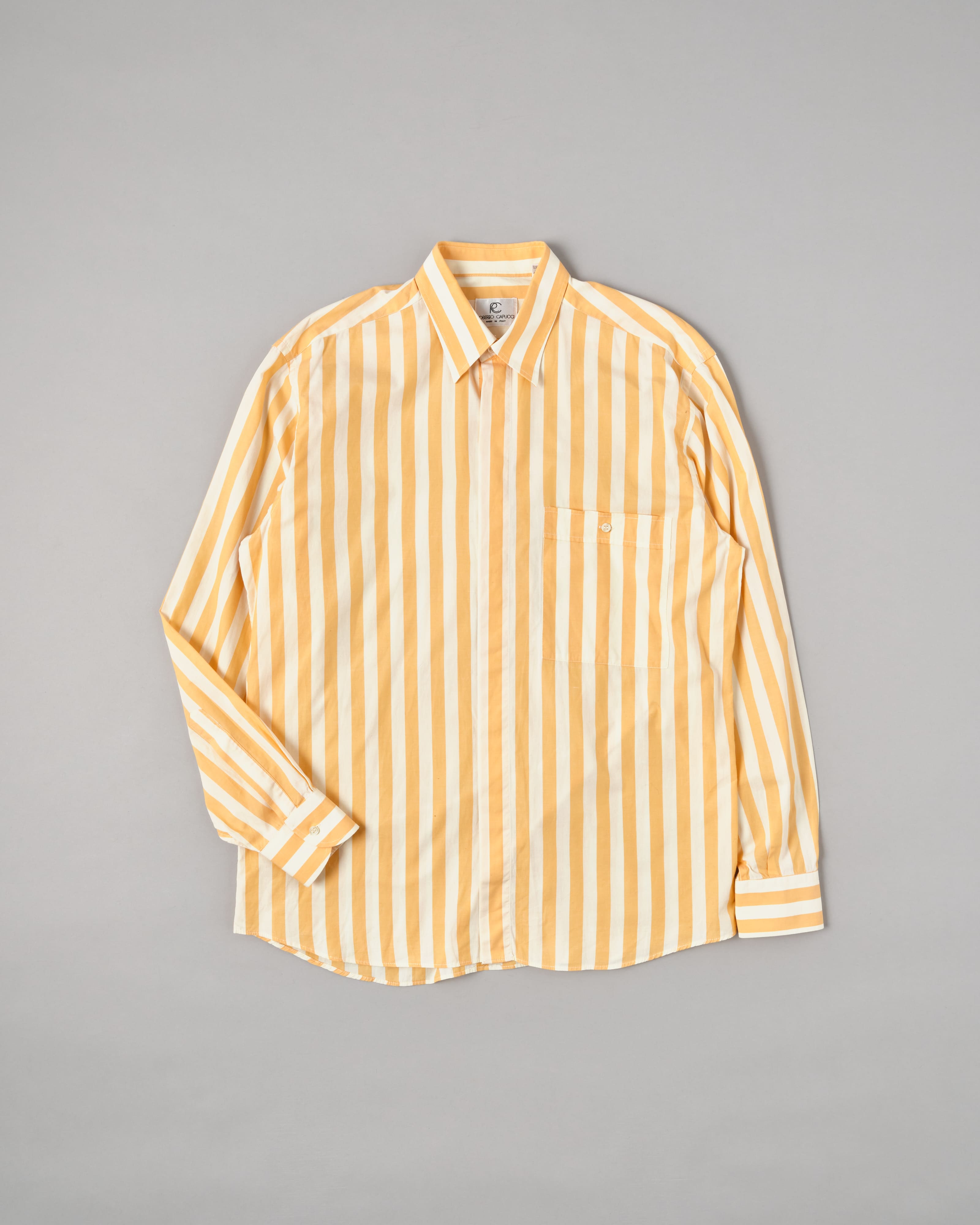 [~80's] Old ROBERTO CAPUCCI Fly Front Striped Shirt Size.41