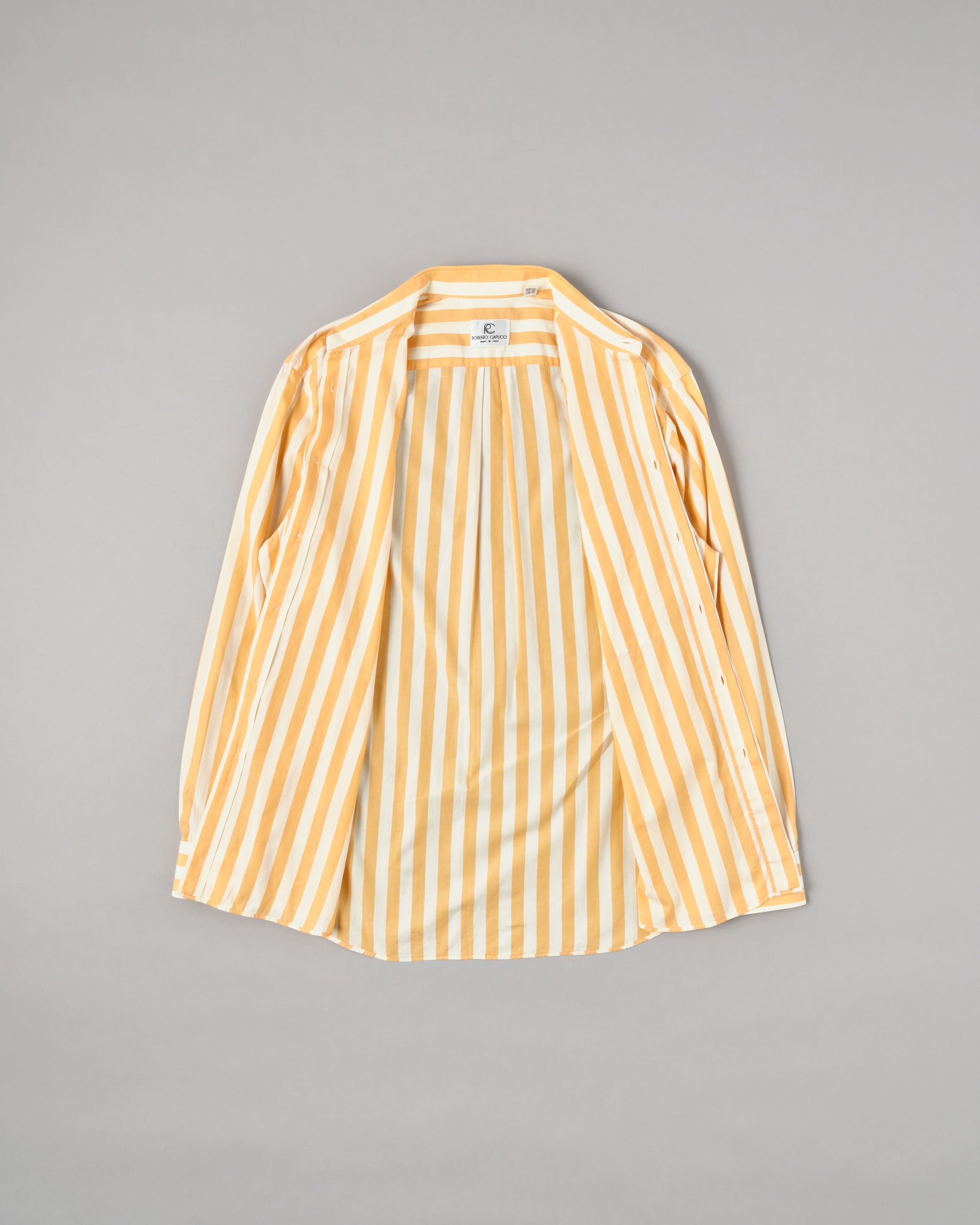 ［~80’s］Old ROBERTO CAPUCCI Fly Front Striped Shirt Size.41