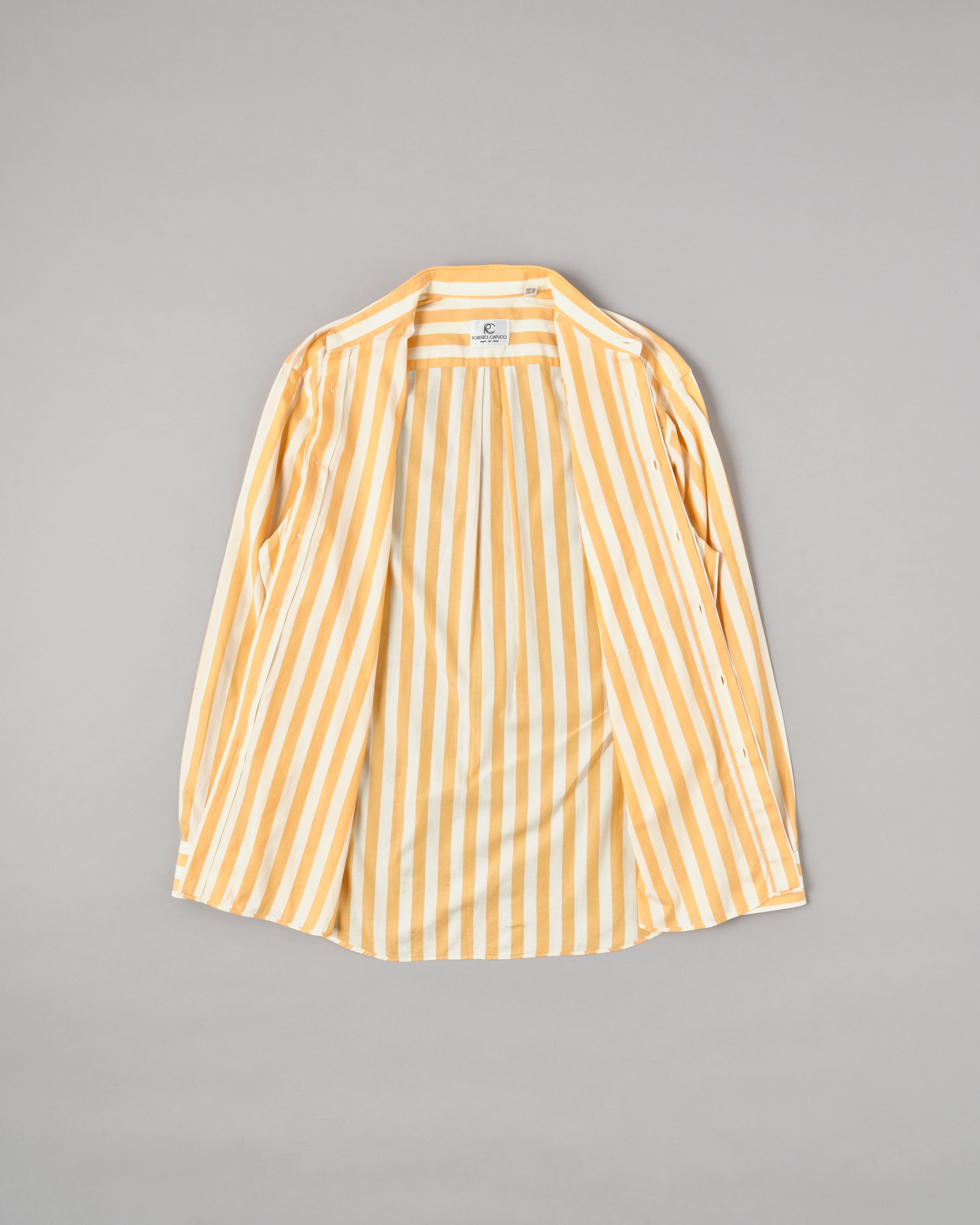 [~80's] Old ROBERTO CAPUCCI Fly Front Striped Shirt Size.41
