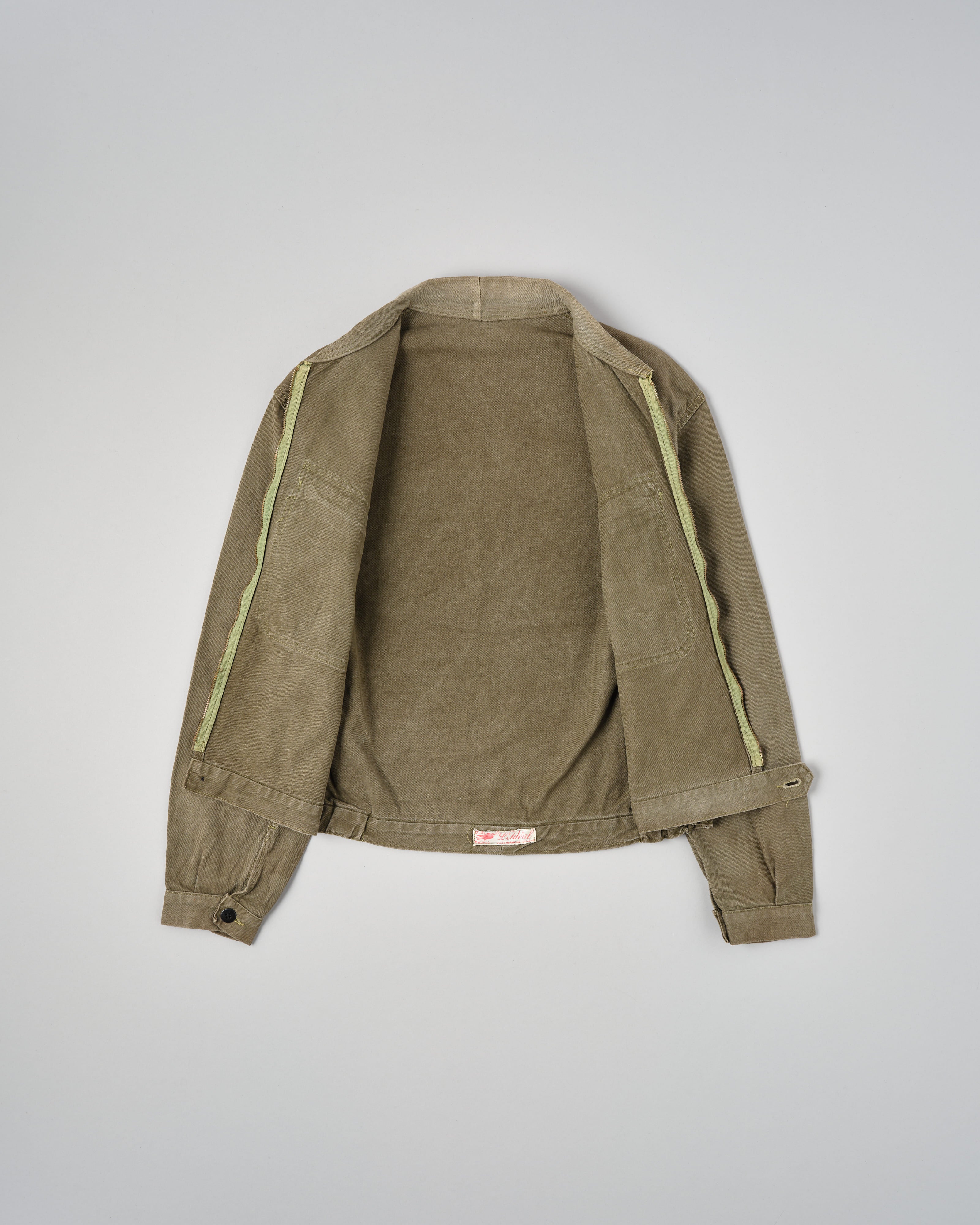 【~50's】French Vintage Khaki Brown Cotton Twill Cyclist Jacket