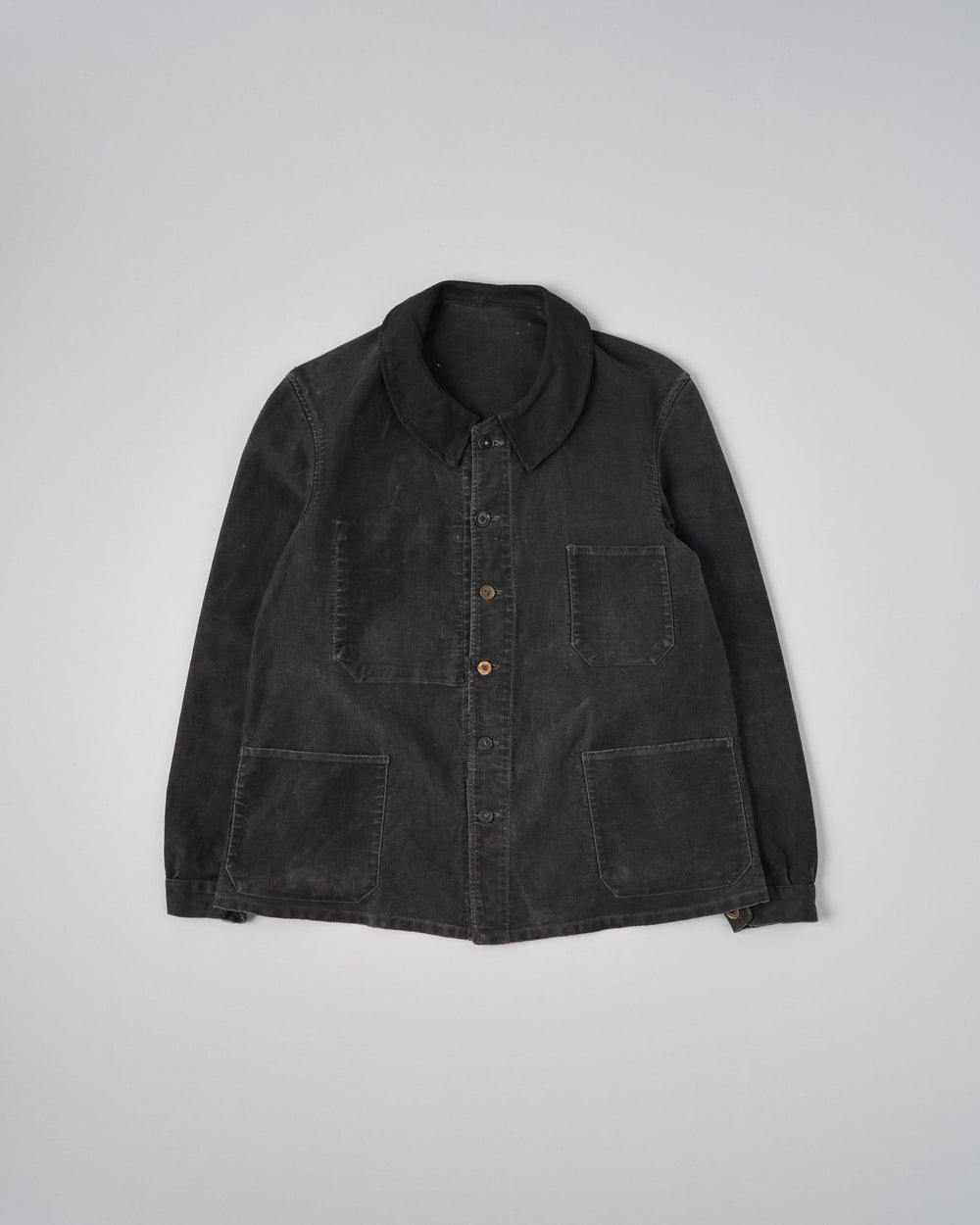【~40's】French Vintage Black Moleskin Work Jacket "6 Buttons"