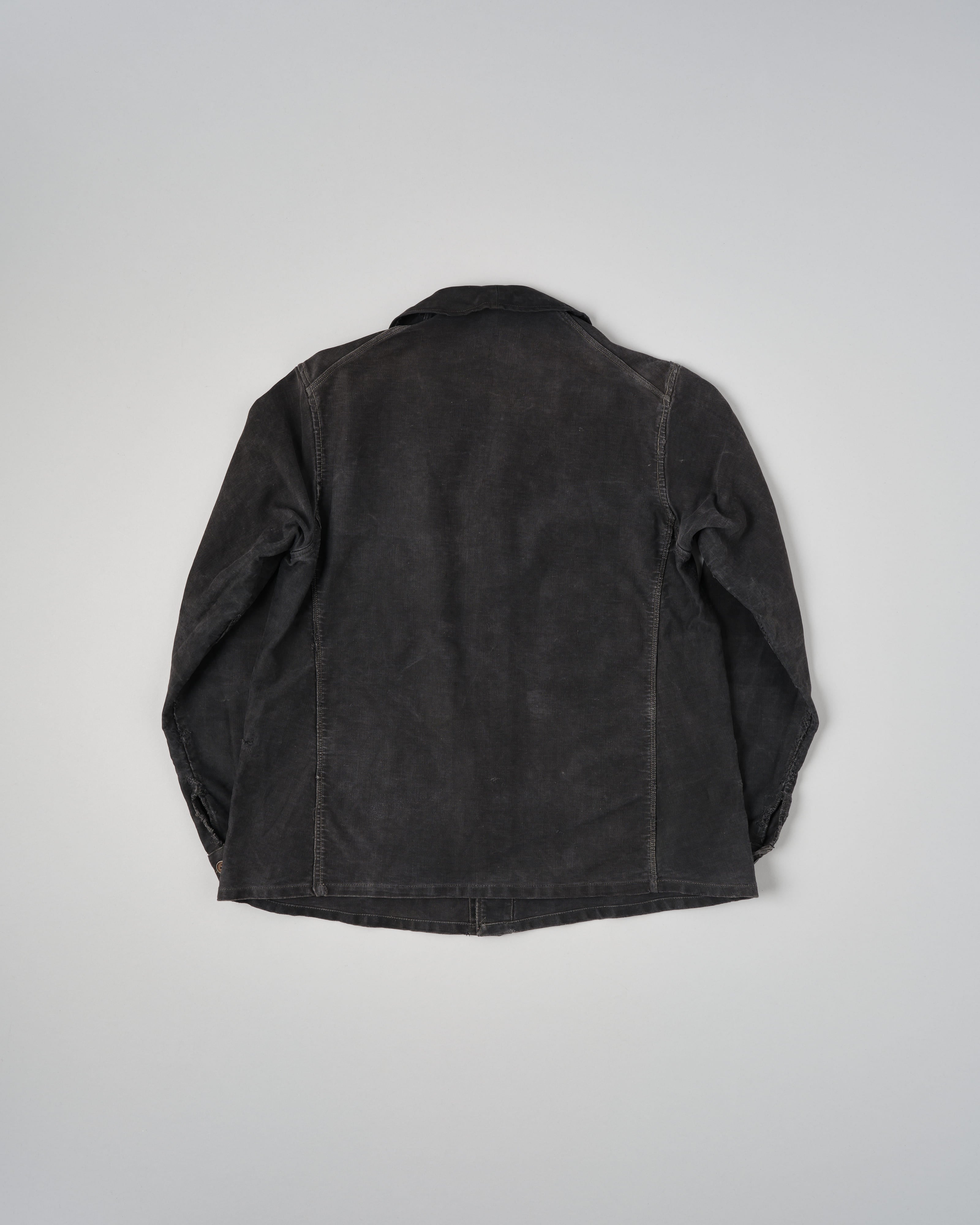 【~40's】French Vintage Black Moleskin Work Jacket "6 Buttons"