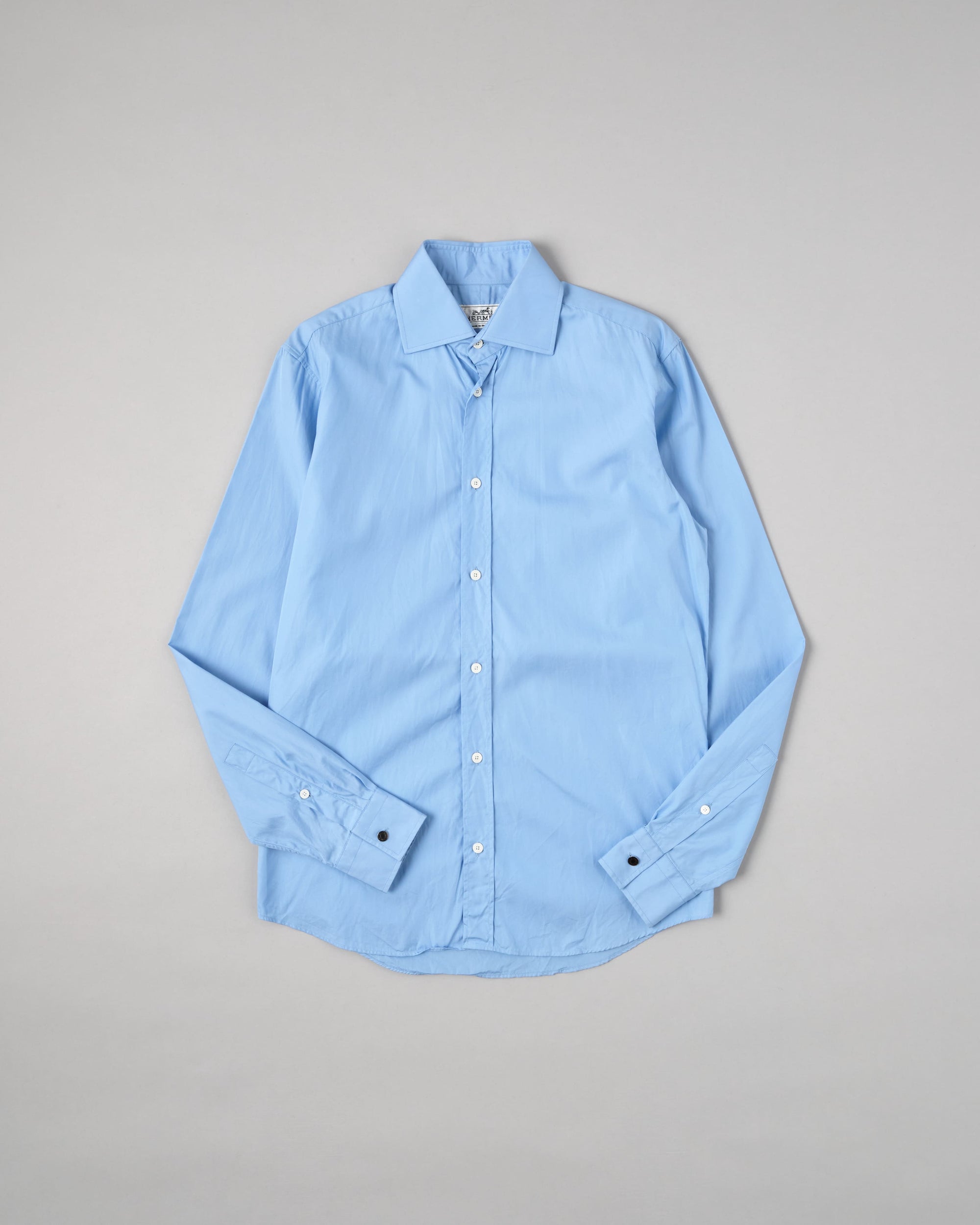 ［~00's］Old Hermès Paris Cotton Poplin Shirt With Sellier Button Size.37