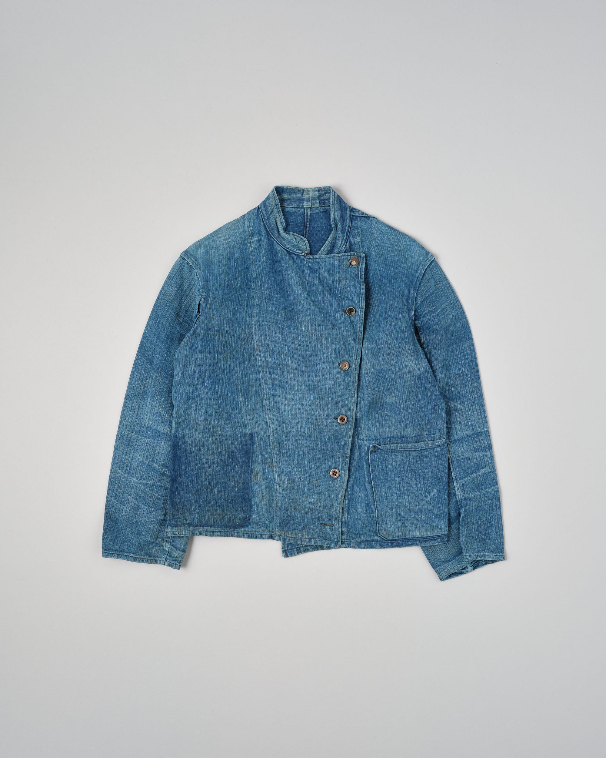 ［~30's］French Army Indigo HBT Linen Double Breasted Mechanic Jacket "Modified"