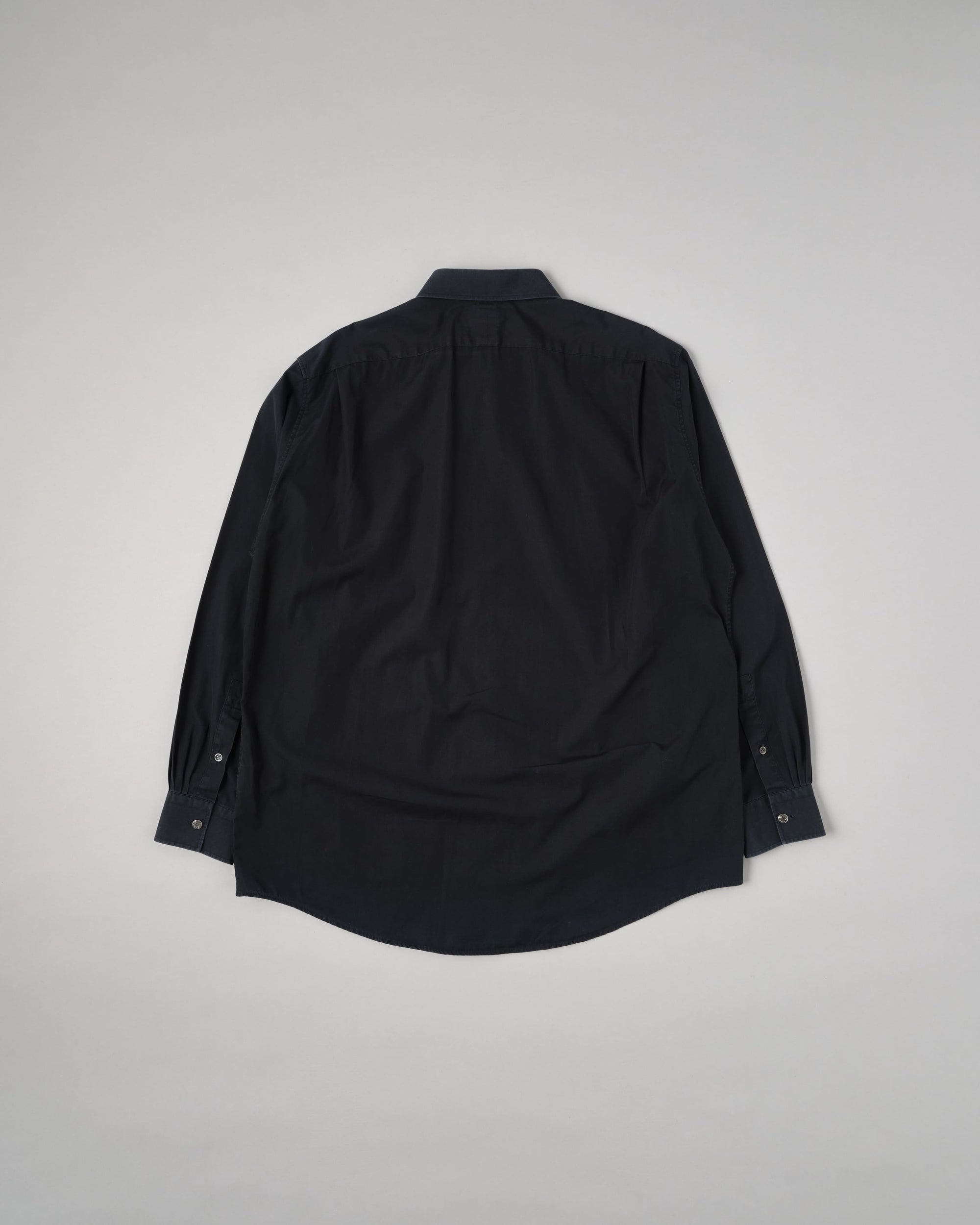 ［~00's］Old Hermès Paris Dark Navy Cotton Poplin L/S Shirt With Sellier Button Size.44