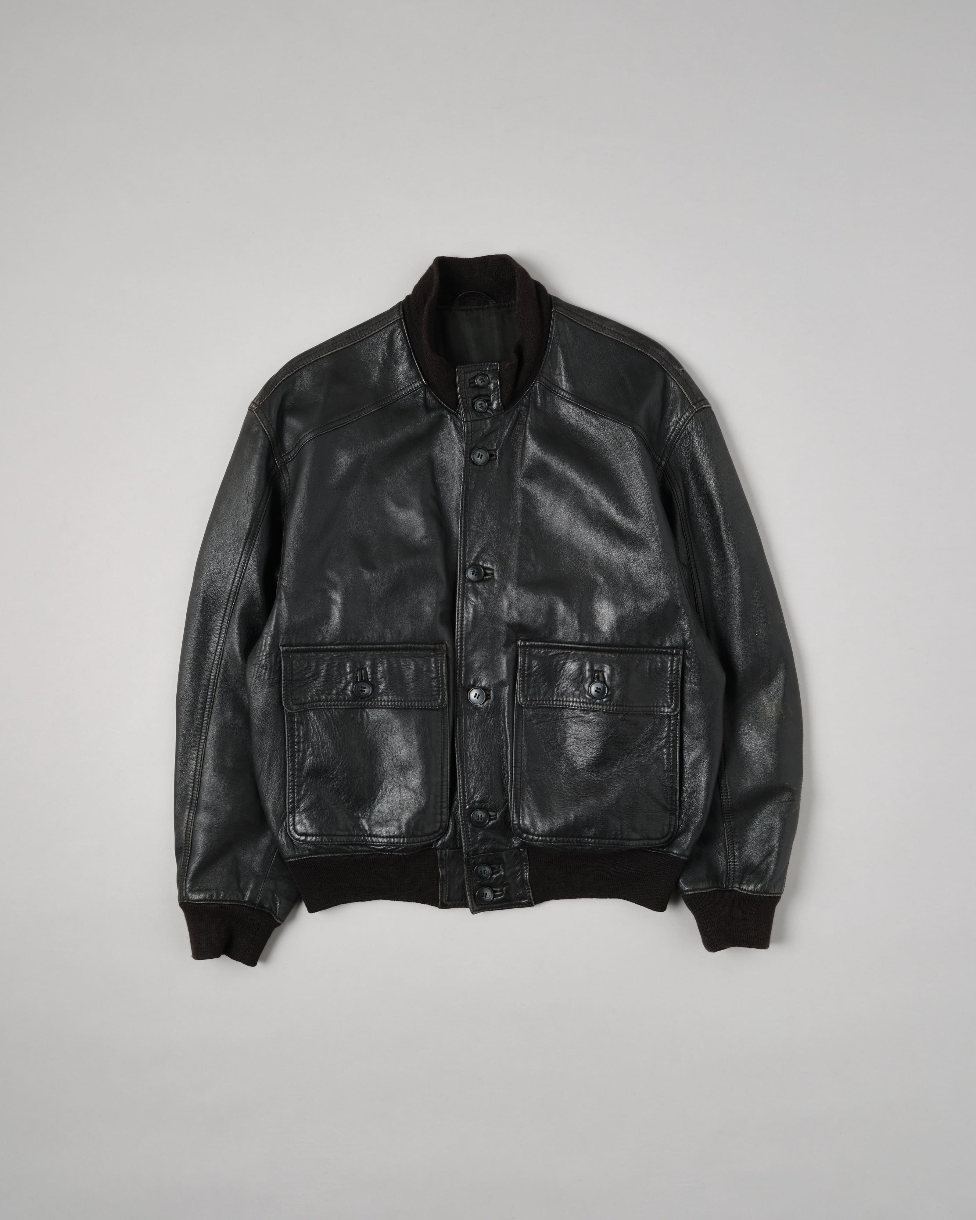 【~80's】Italian Vintage Valstarino Type Black Leather Blouson