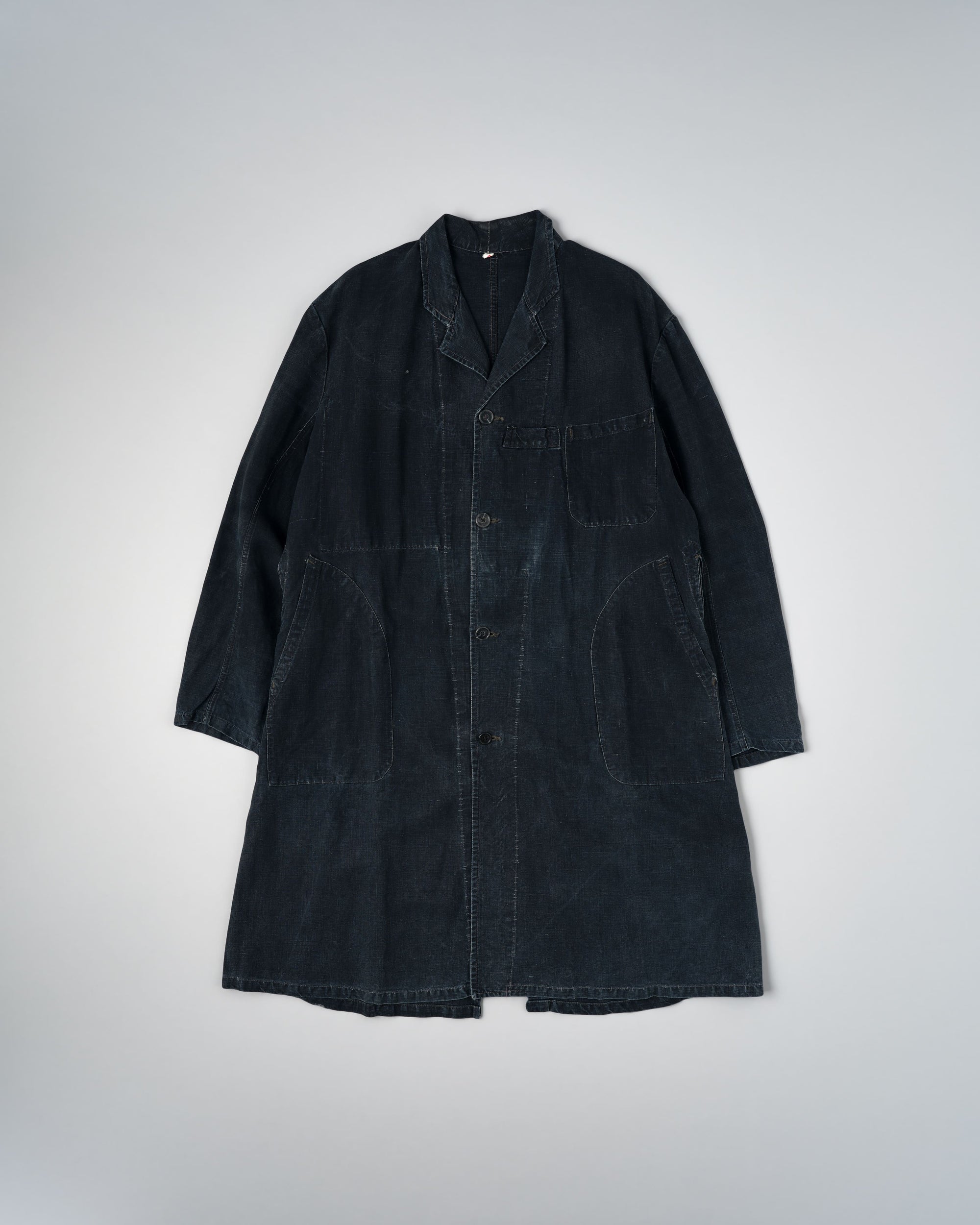 【~40's】French Vintage Indigo Linen Maquignon Coat Size.50 "AU MOLINEL"