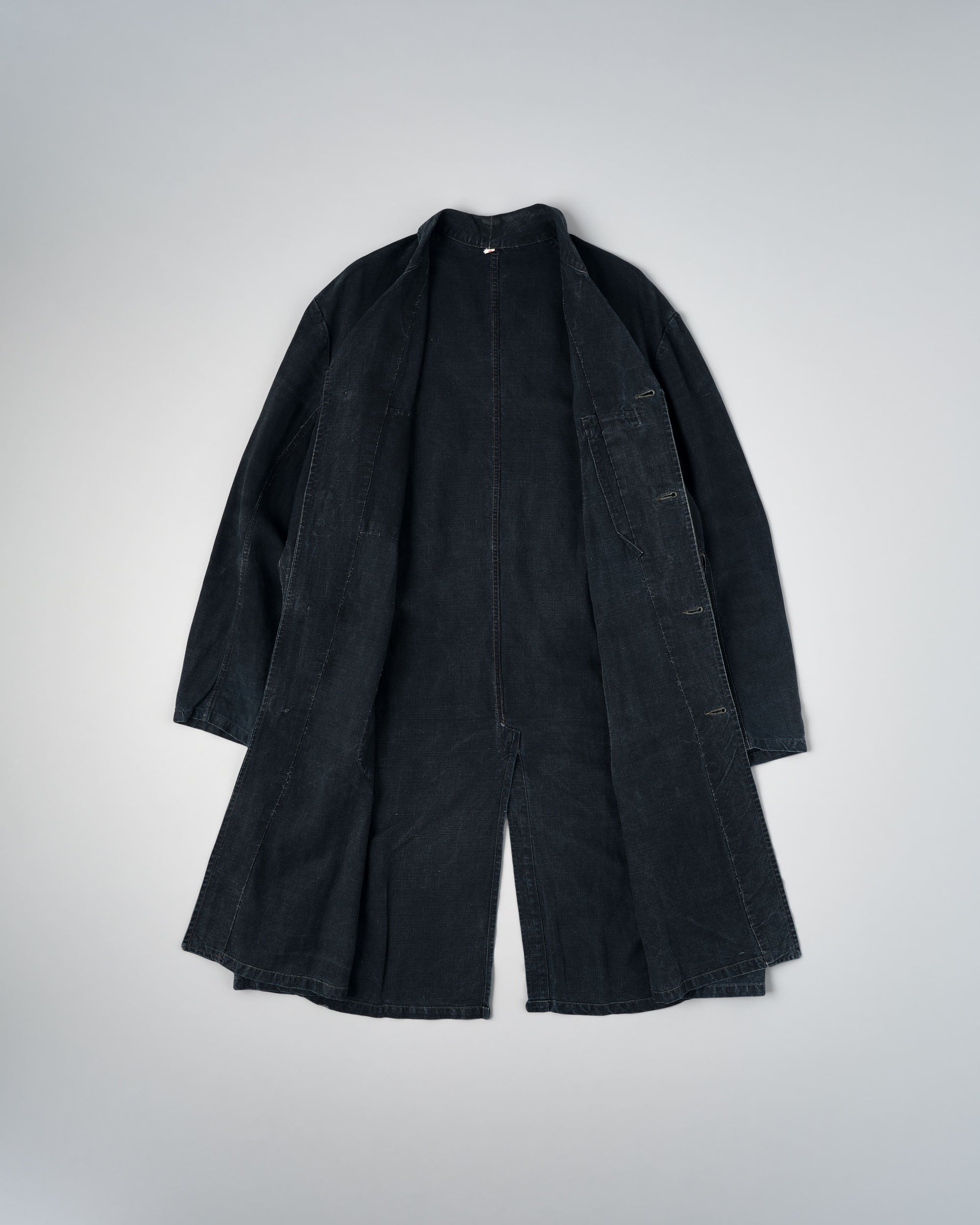 【~40's】French Vintage Indigo Linen Maquignon Coat Size.50 "AU MOLINEL"