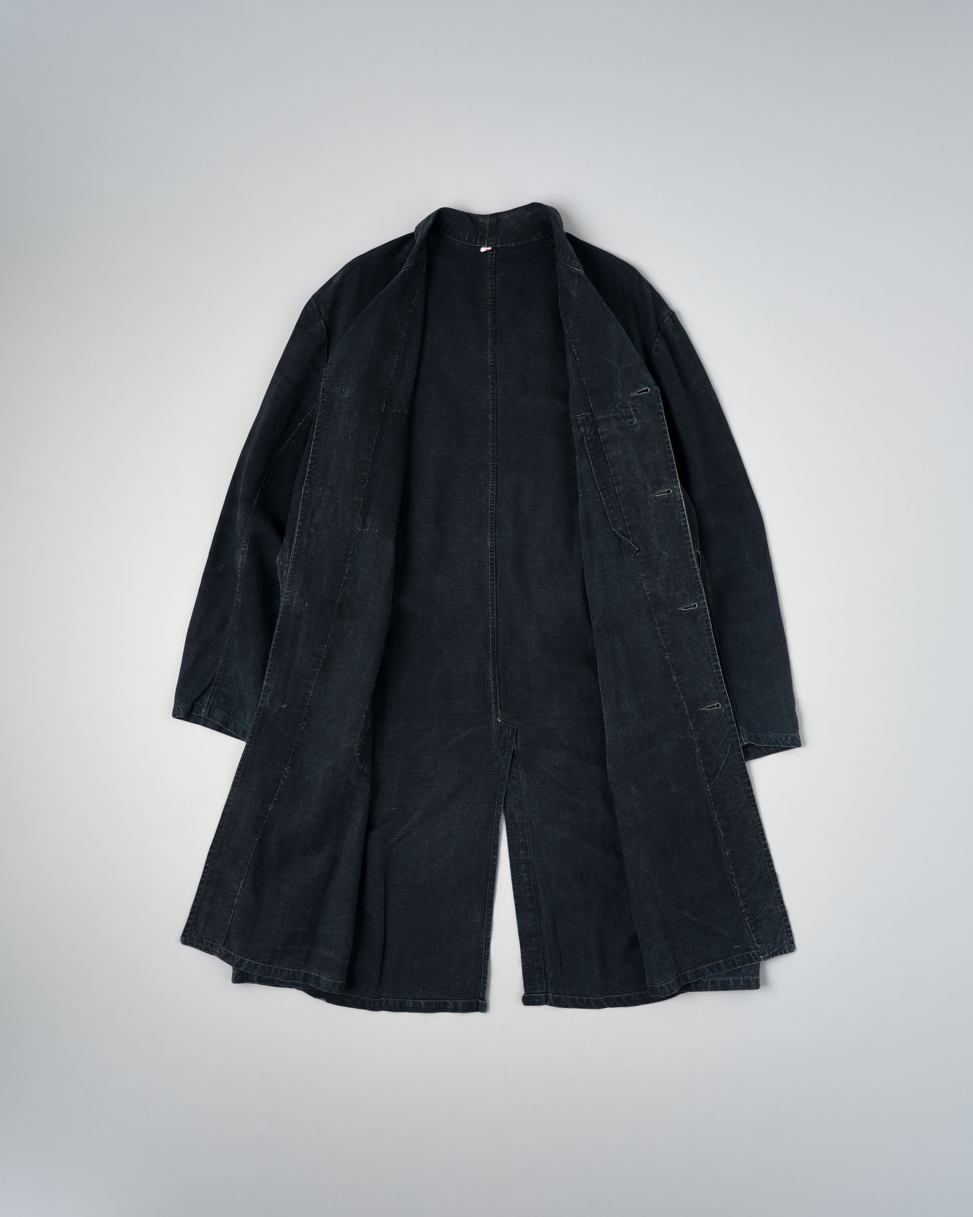 [~40's]เสื้อโค้ท French Vintage Indigo Linen Maquignon Size.50 "AU MOLINEL"