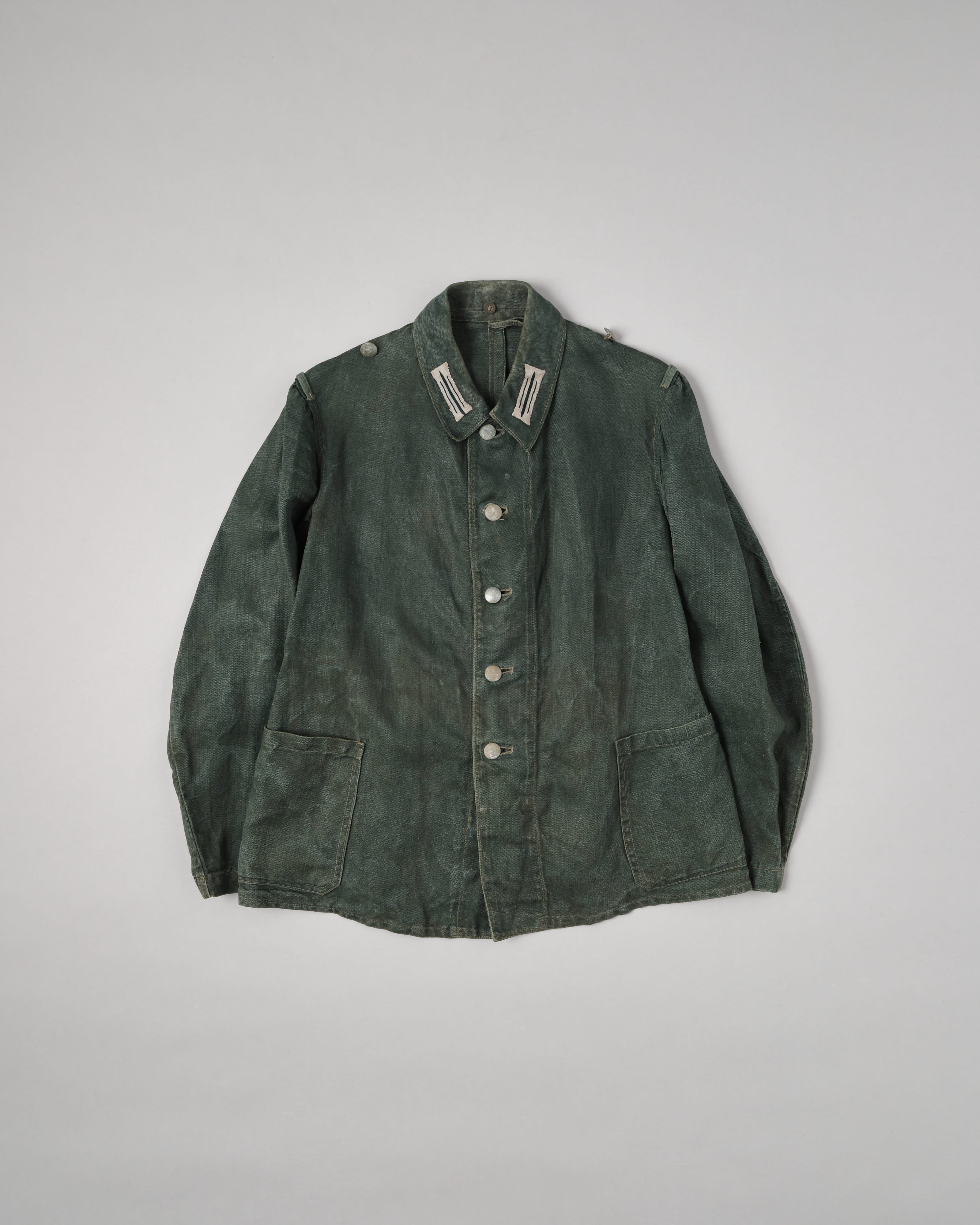 【~40’s】WWII German Army Green Drillich HBT Linen Summer Field Jacket "Wehrmacht"