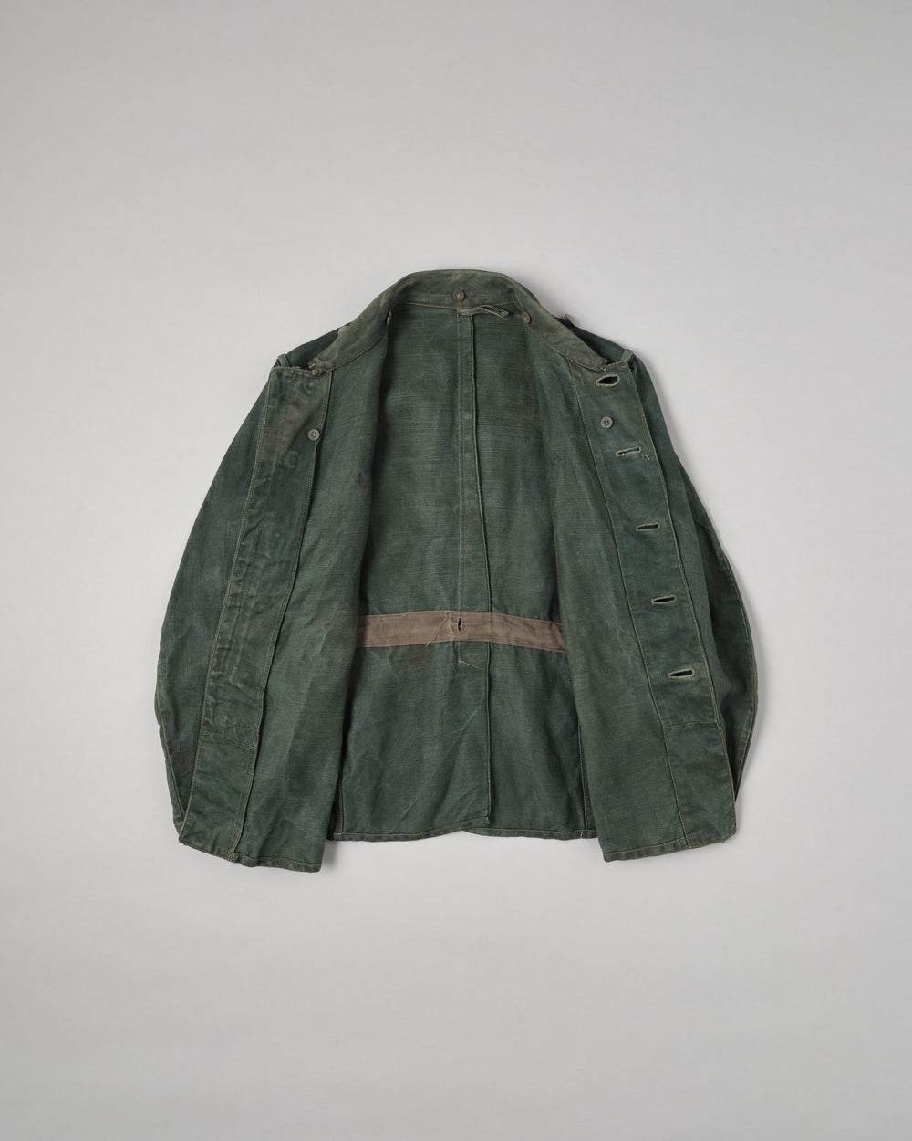 【~40’s】WWII German Army Green Drillich HBT Linen Summer Field Jacket "Wehrmacht"