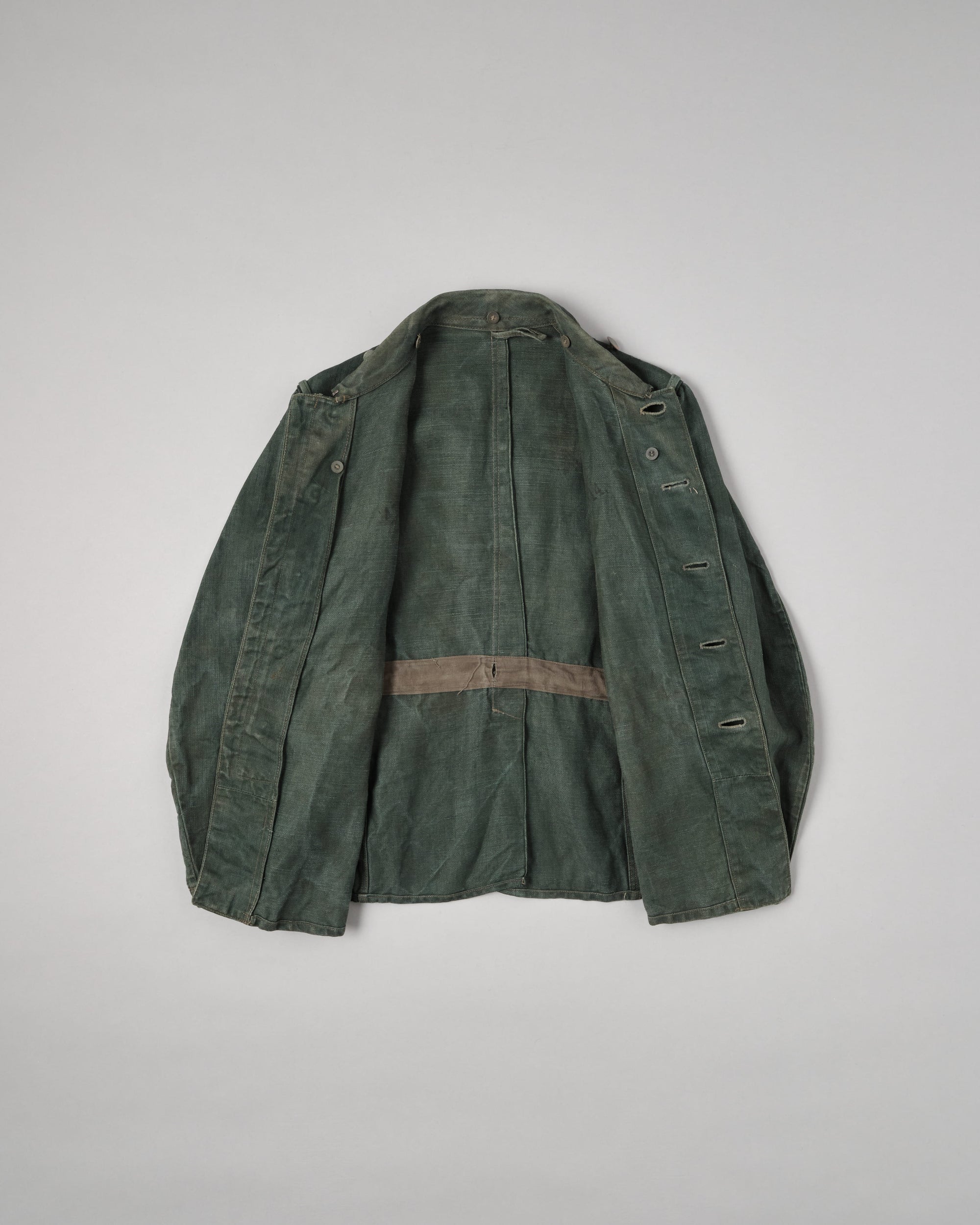 ［~40’s］WWII German Army Green Drillich HBT Linen Summer Field Jacket "Wehrmacht"