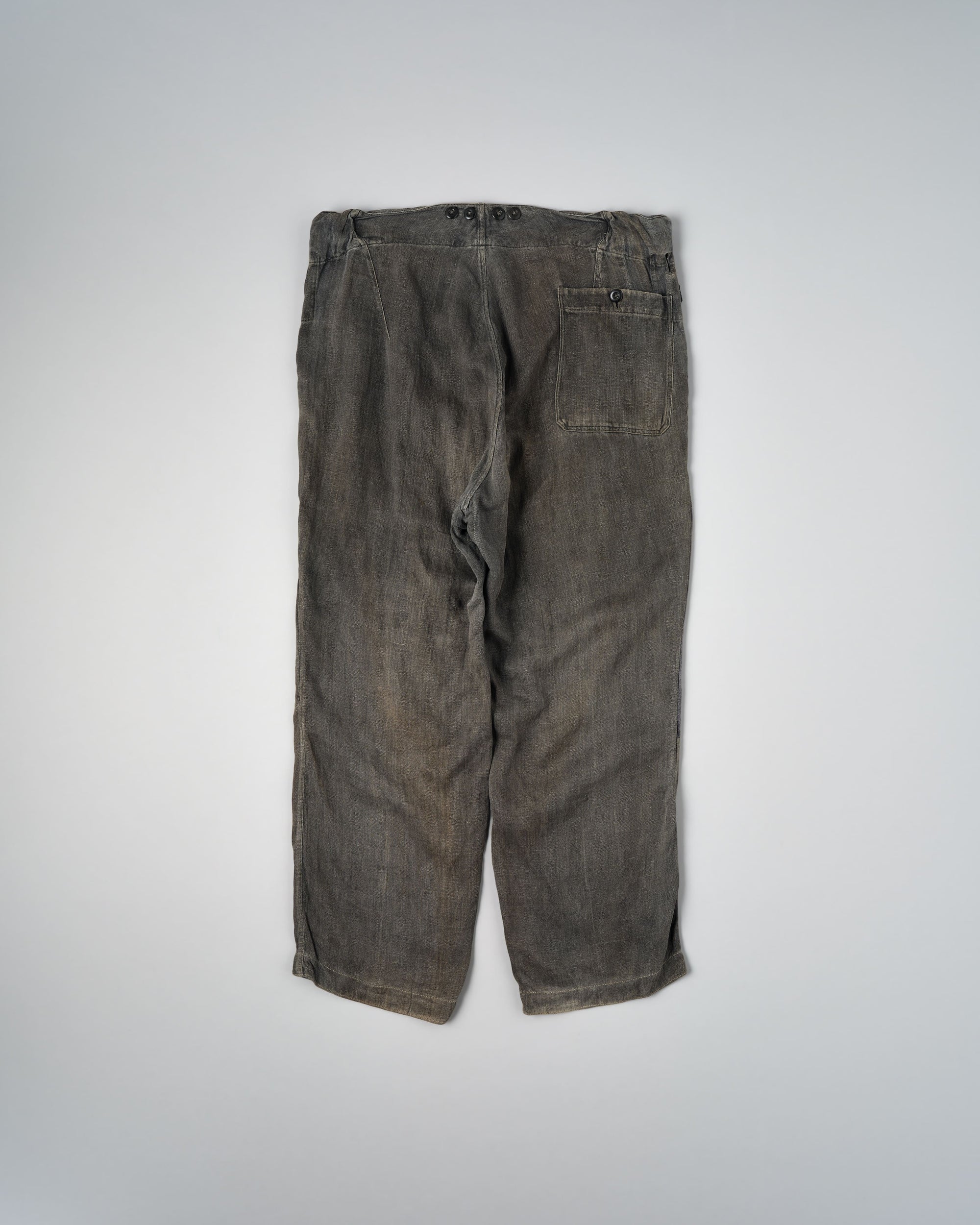 ［~30's］German Air Force Gray Drillich HBT Linen Work Trousers "Unusual Color" "Luftwaffe"