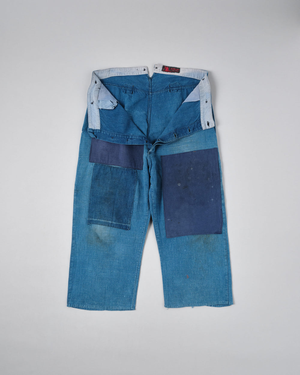 ［~30's］French Vintage Indigo Hemp Linen Work Pants "Patchwork" "AU MOLINEL"