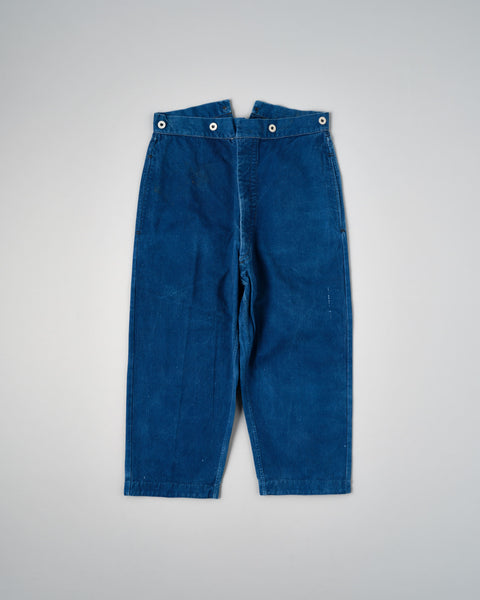 ［~30’s］French Army Indigo HBT Cotton Linen Mechanic Trousers
