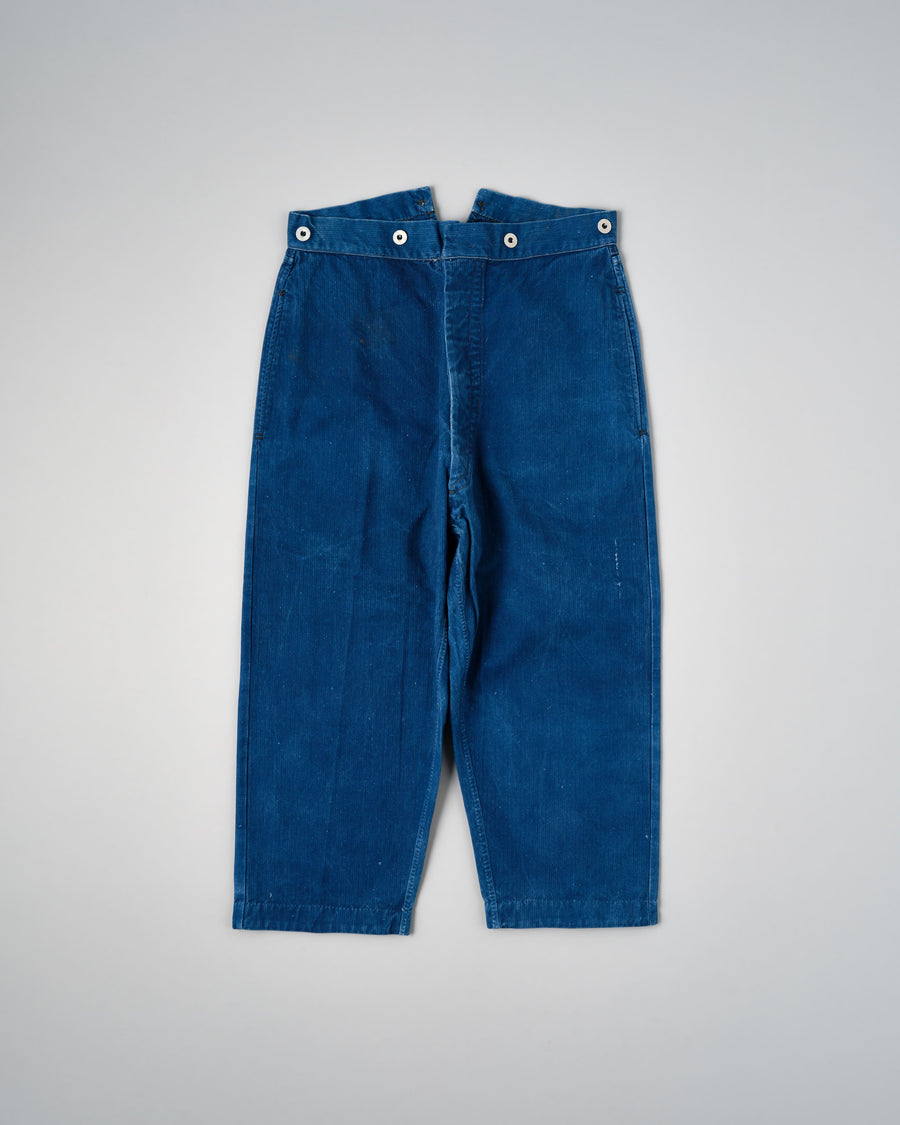 ［~30’s］French Army Indigo HBT Cotton Linen Mechanic Trousers 전체 사진
