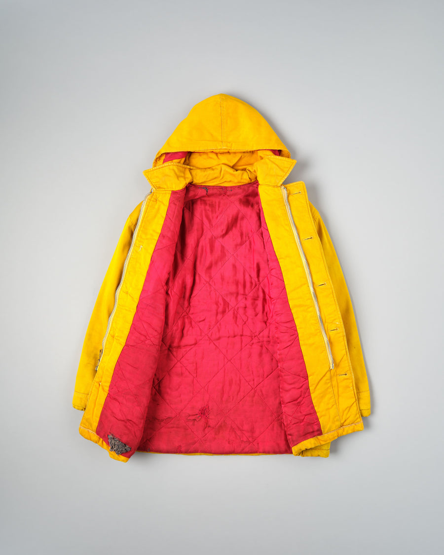 ［~60's］British Vintage Detachable Hood Yellow Cotton Satin Mountaineering Jacket 전체 사진