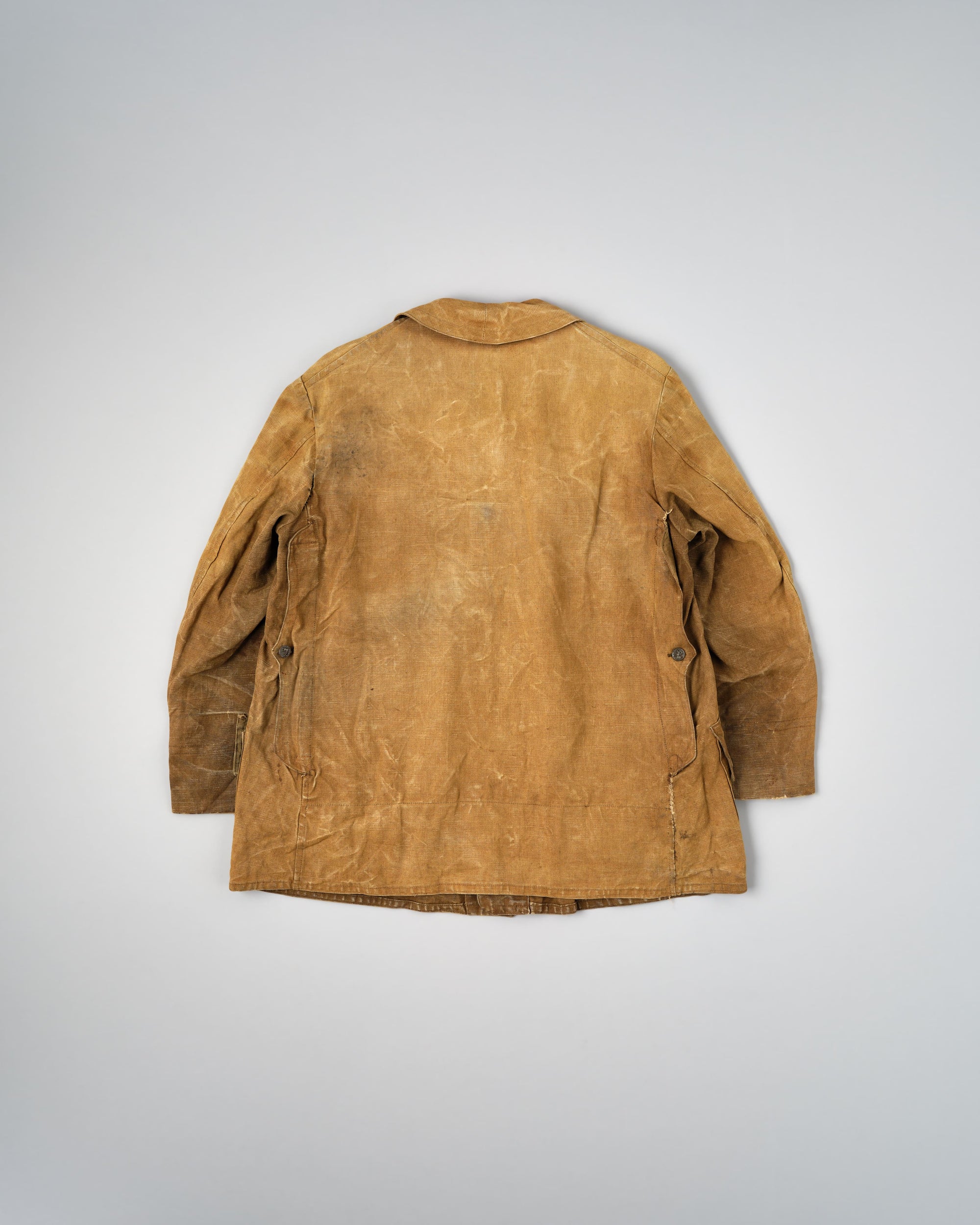 ［~30’s］French Vintage Linen Canvas Hunting Jacket With Chin Strap
