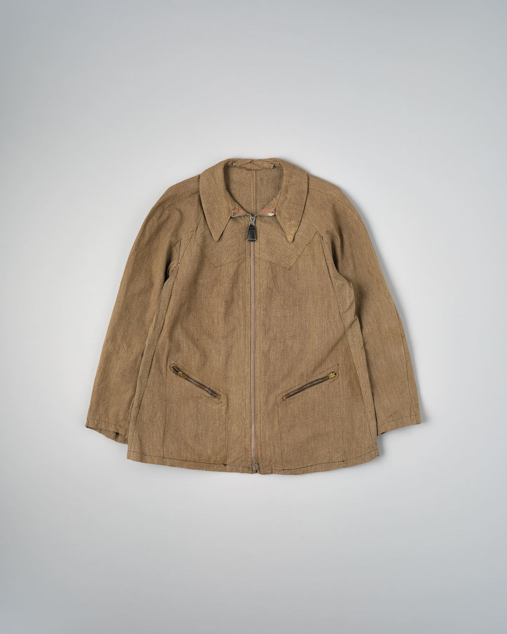 ［~40’s］WWII German Air Force Brown Salt & Pepper Cotton Summer Flight Jacket "Tailor Made" "Luftwaffe"
