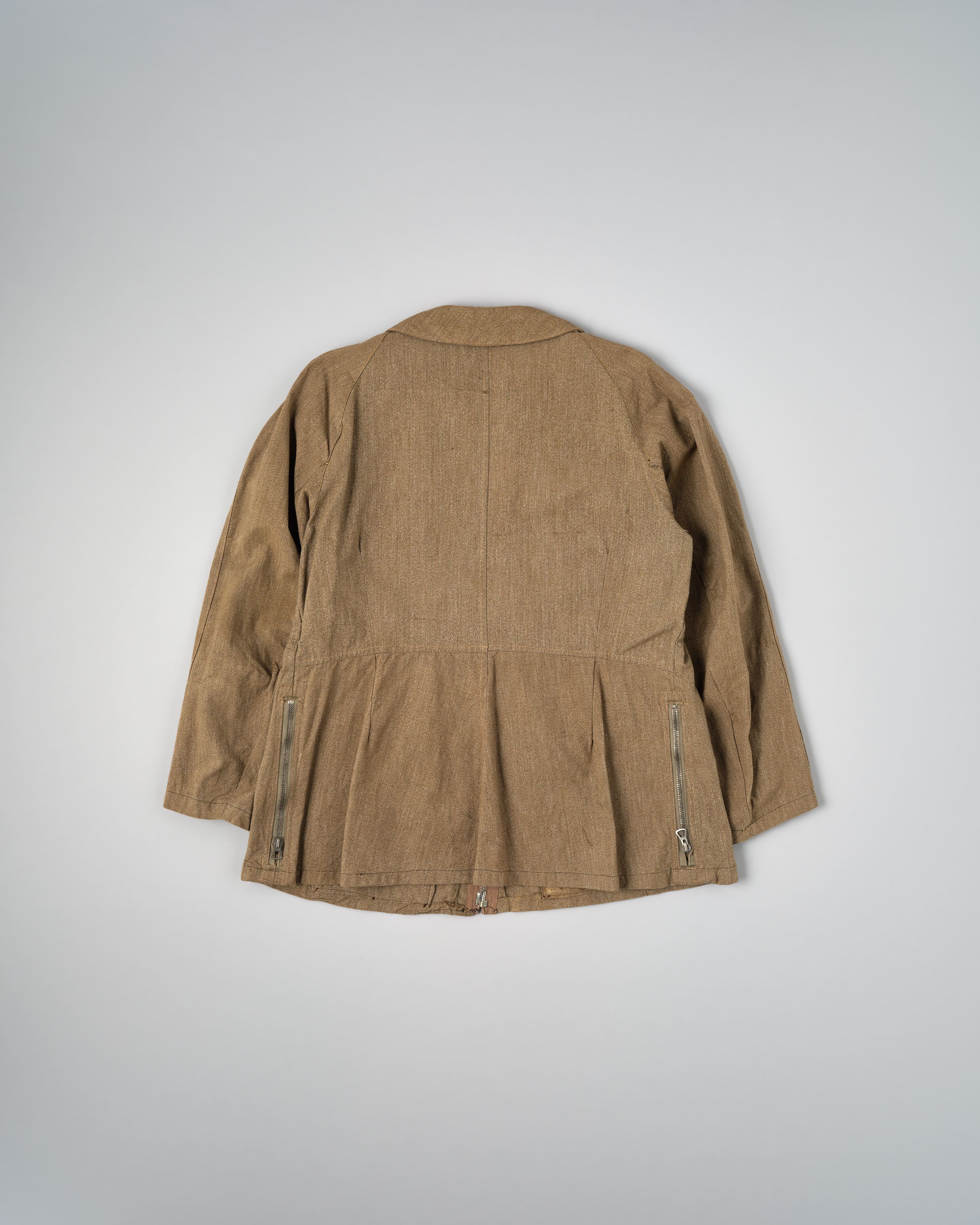 [~40’s] WWII German Air Force Brown Salt & Pepper Cotton Summer Flight Jacket "Tailor Made" "Lufwaffe"