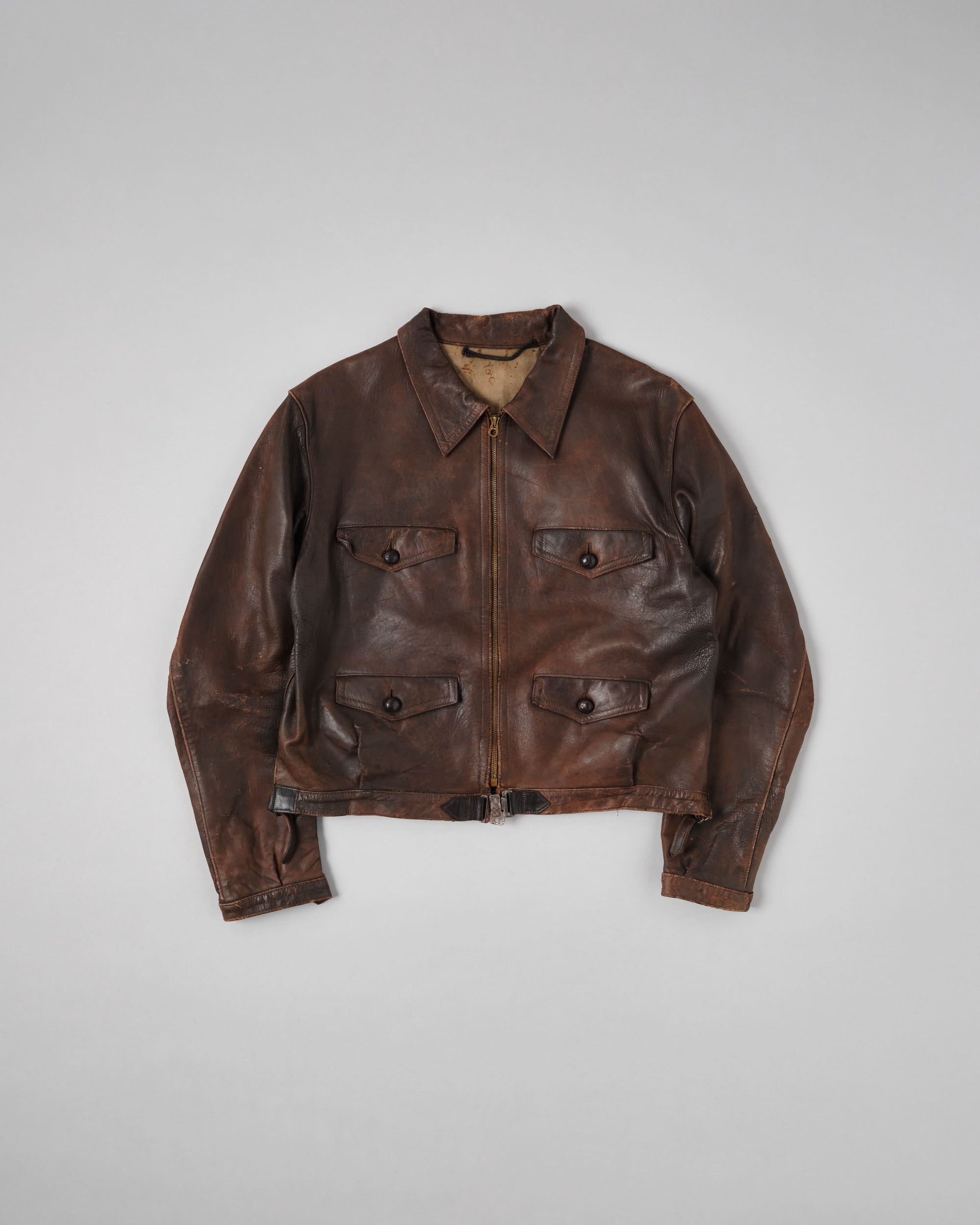 ［~30's］French Vintage 4 Pockets Motorcycle Leather Jacket