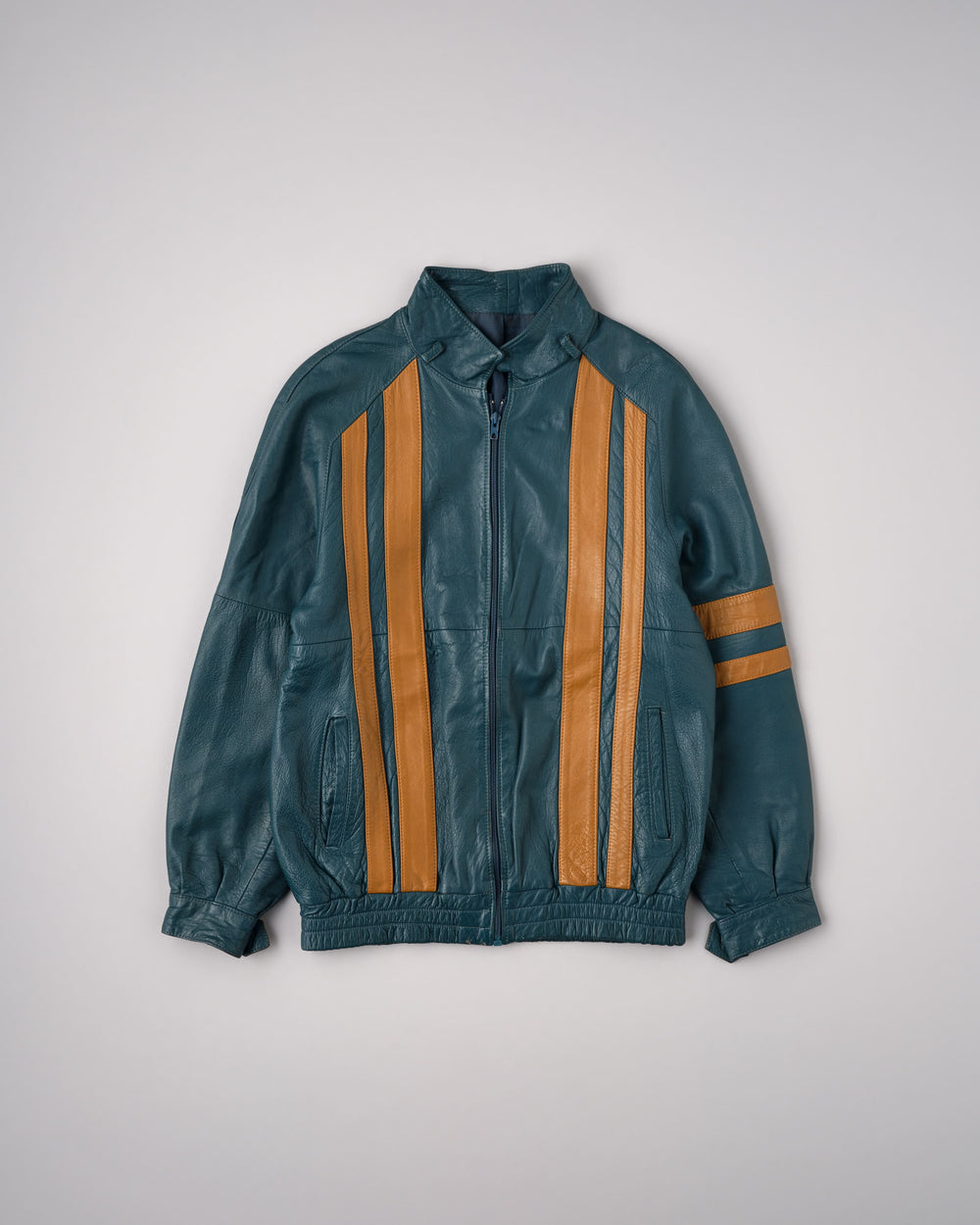 ［~70's］French Vintage 2 Tone Raglan Sleeve Leather Jacket Size.S