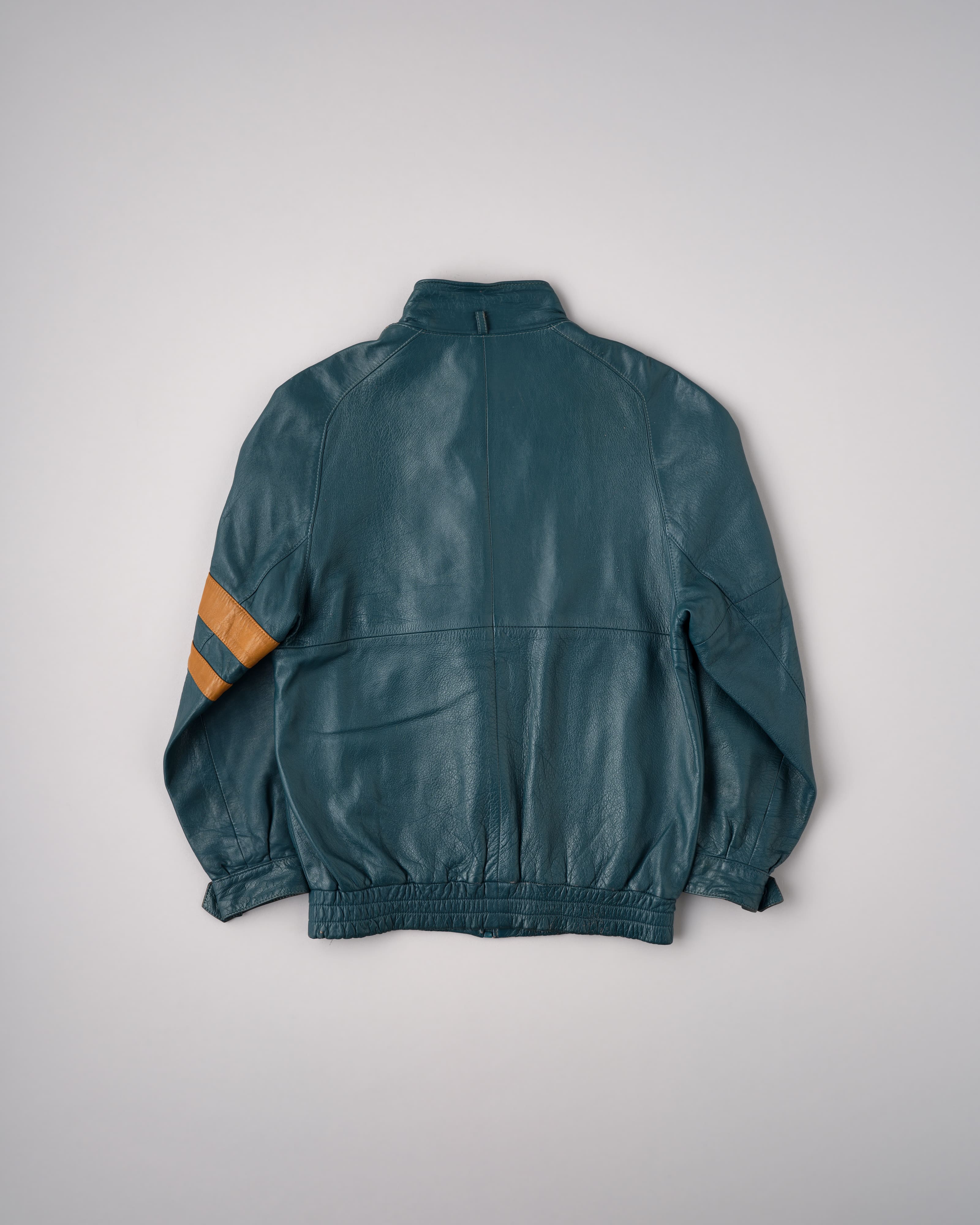 70's］French Vintage 2 Tone Raglan Sleeve Leather Jacket Size.S