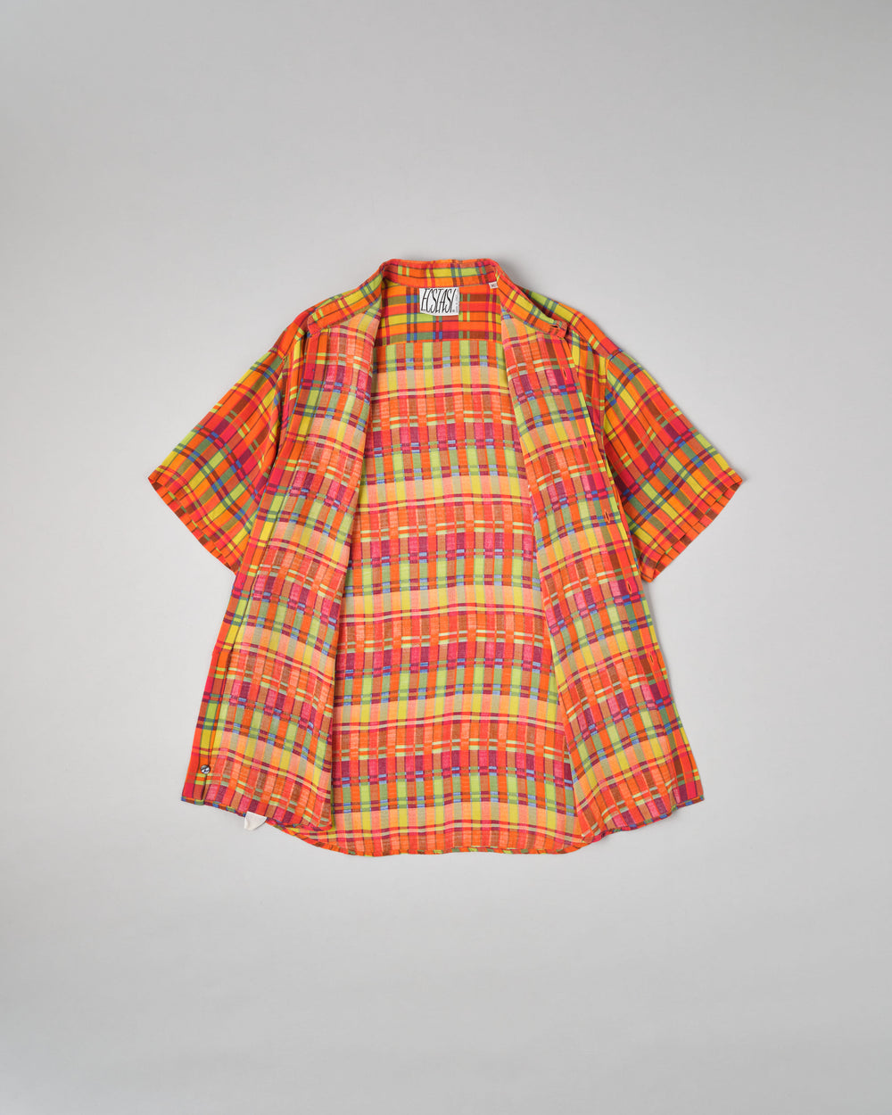 【~80's】Italian Vintage Silk Patterned S/S Shirt Size.XL