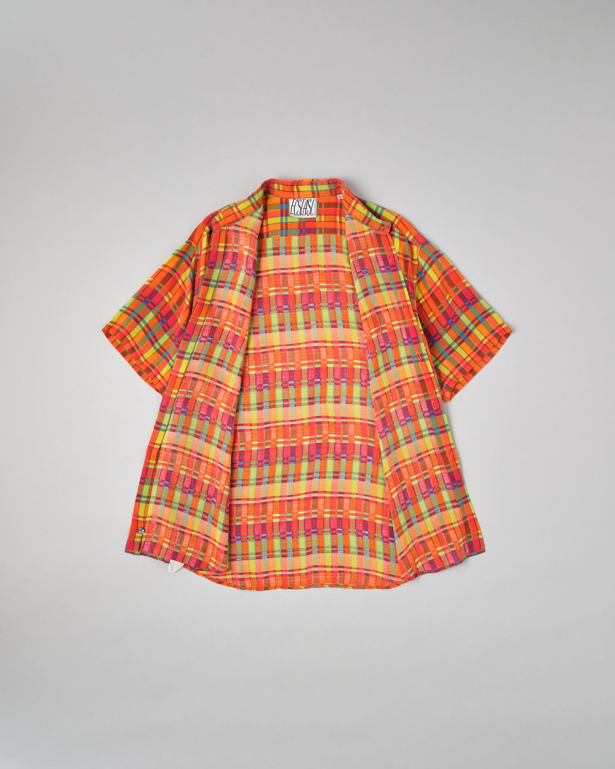 【~80's】Italian Vintage Silk Patterned S/S Shirt Size.XL