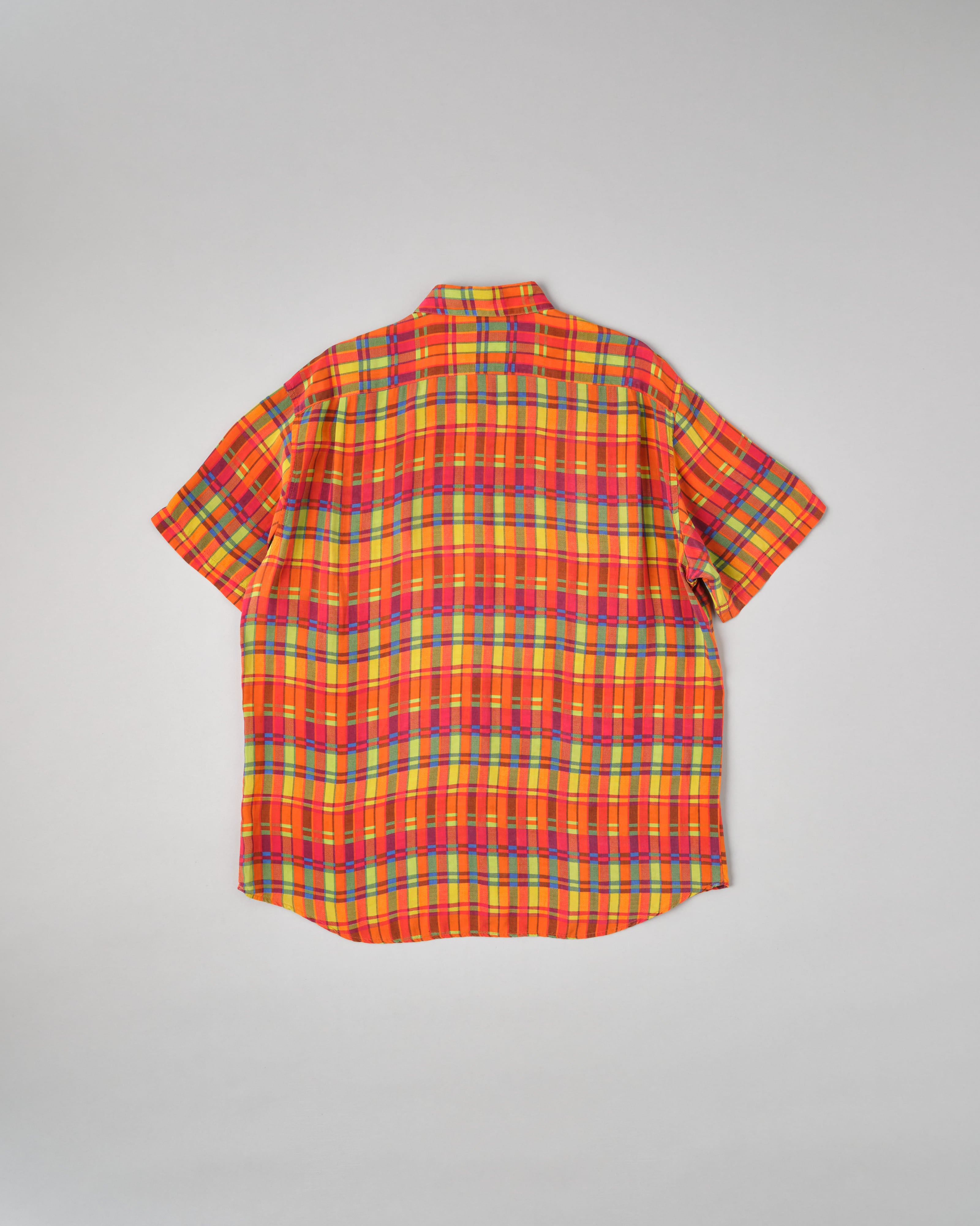 【~80's】Italian Vintage Silk Patterned S/S Shirt Size.XL
