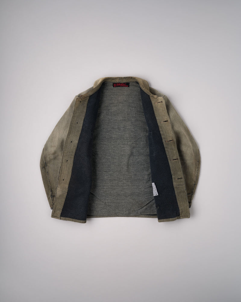 【~40's】French Vintage Gray Cotton Pique Hunting Jacket "Salt & Pepper Lining"