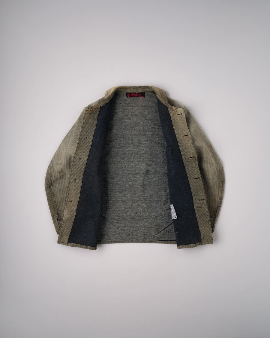［~40's］French Vintage Gray Cotton Pique Hunting Jacket "Salt & Pepper Lining" 전체 사진