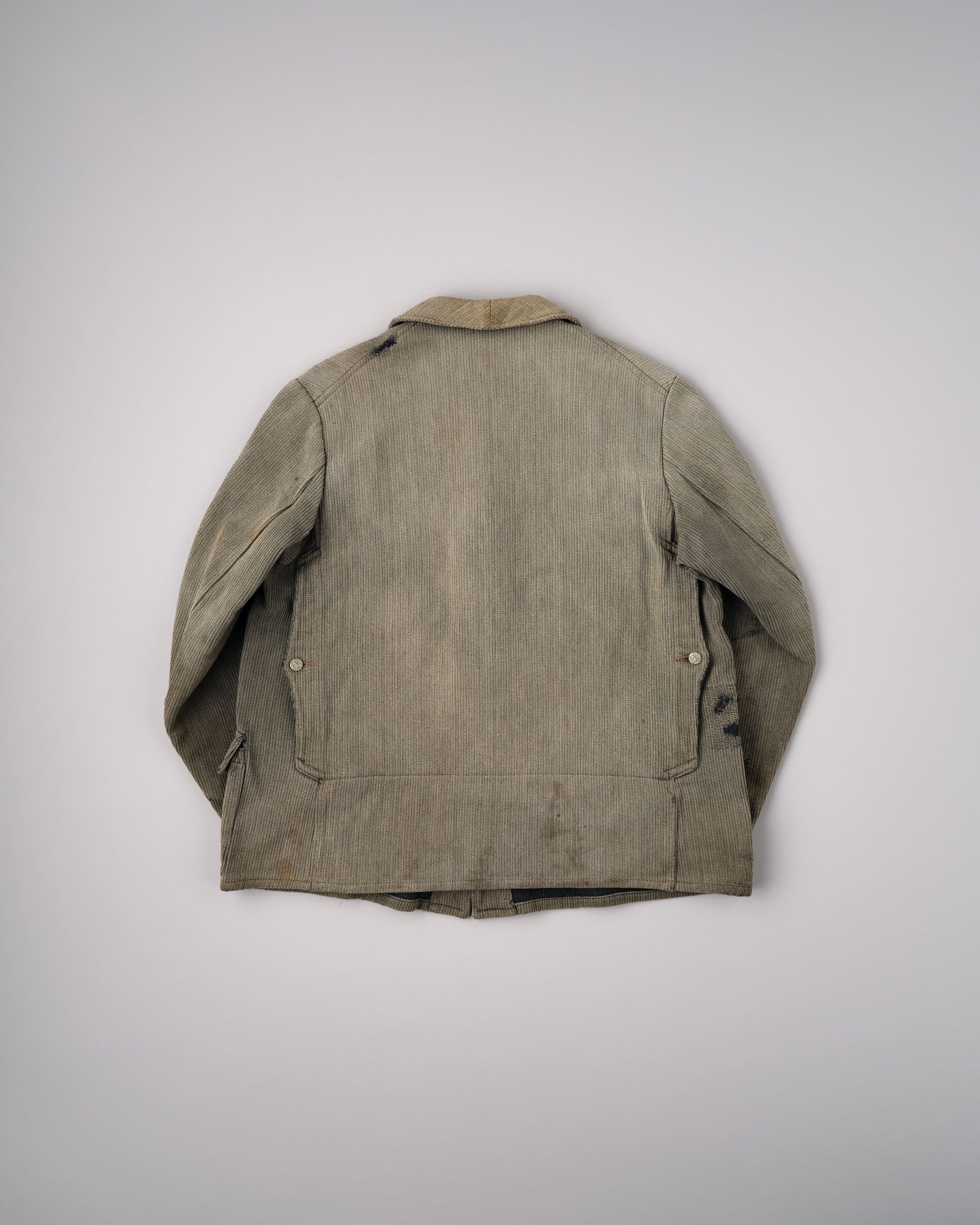 ［~40's］French Vintage Gray Cotton Pique Hunting Jacket "Salt & Pepper Lining"
